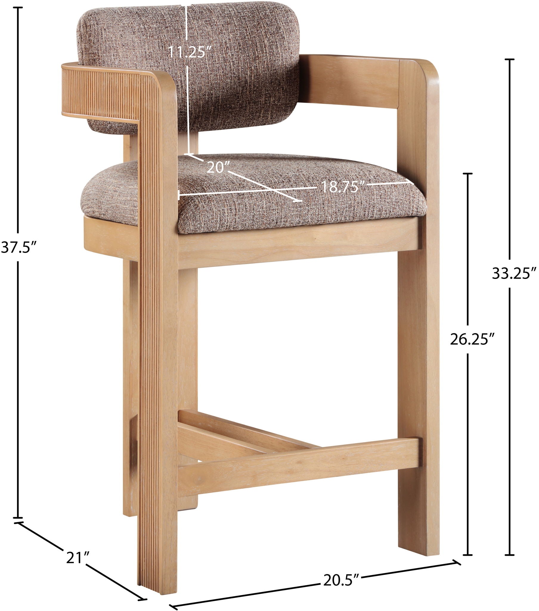 Sacha - Linen Stool With Natural Base