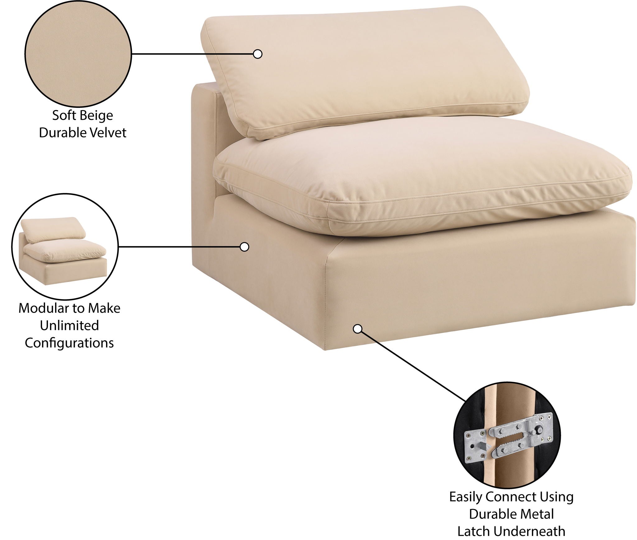 Comfy - Velvet Armless Chair