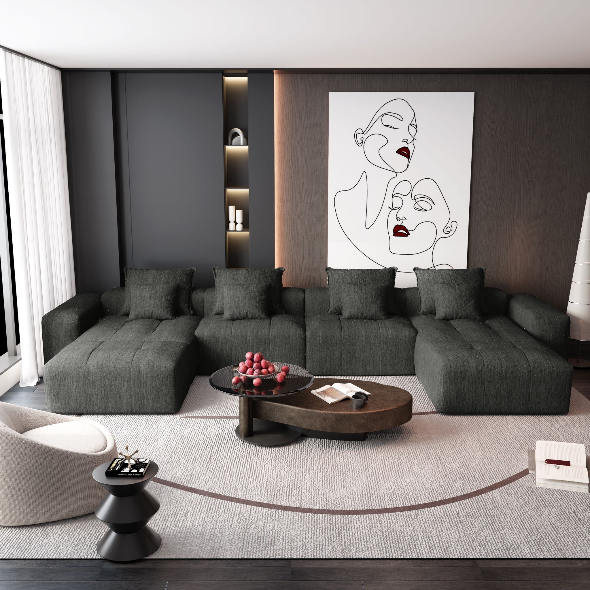 Modern Oversized Diy Combination Modular Sectional Sofa With Pillows