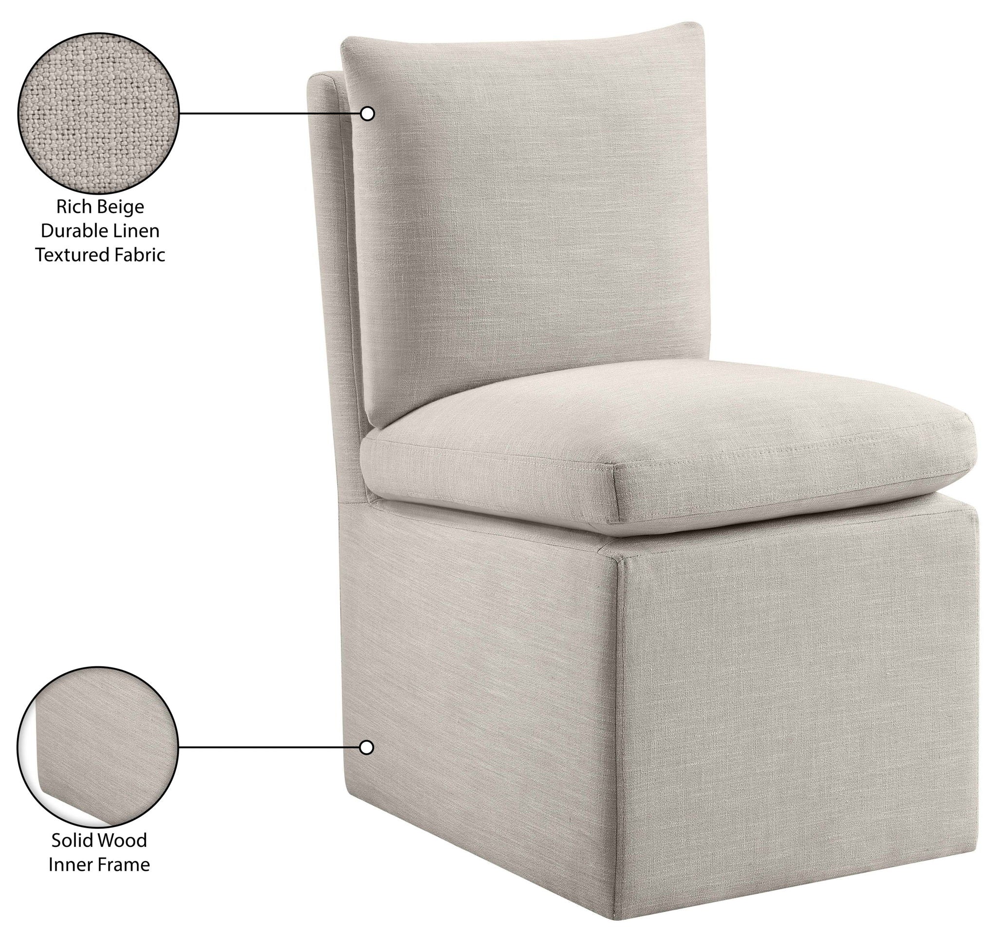 Nelori - Linen Textured Performance Fabric Upholstered Dining Chair (Set of 2)