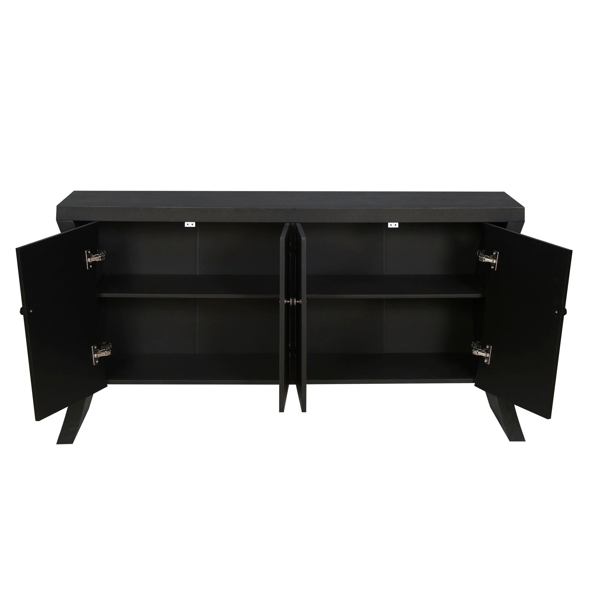 Refined Industrial 4 Door Credenza With Arc Legs & Clasps