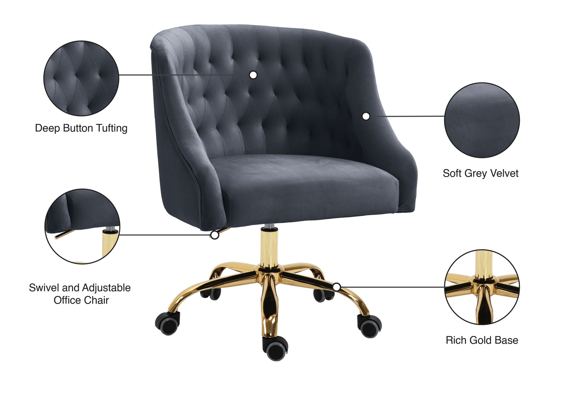 Arden - Office Chair with Gold Legs