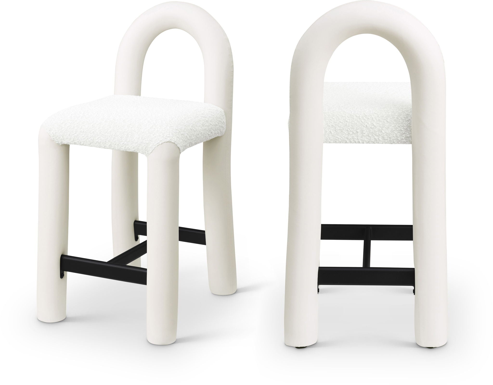 Amari - Vegan Leather and Boucle Fabric Stool
