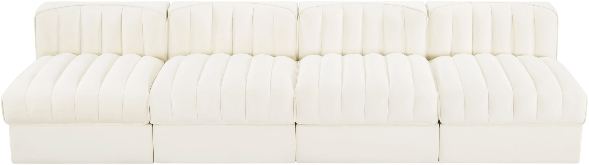 Rummi - Armless Velvet Performance Fabric Upholstered 4 Piece Modular Sofa