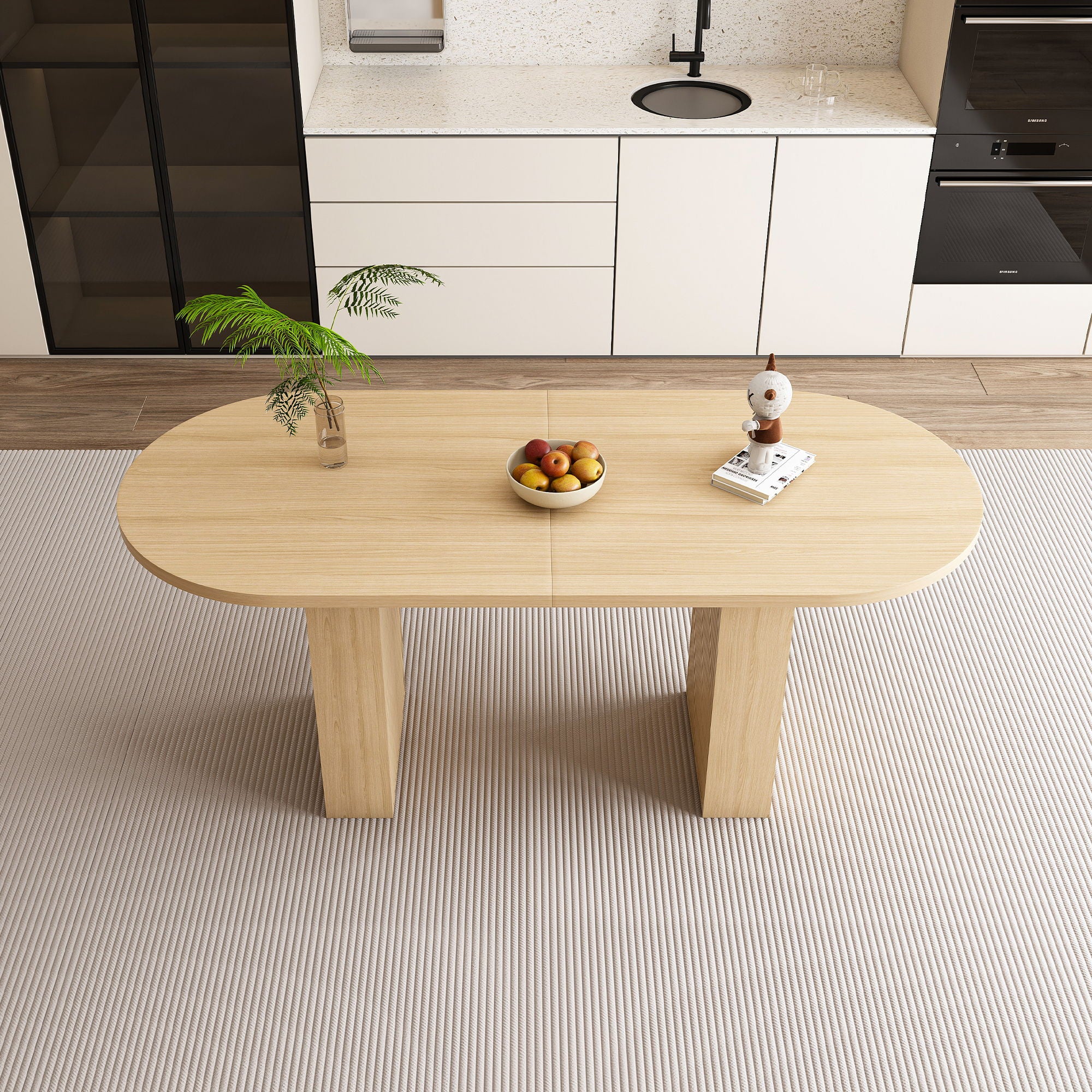 Modern Farmhouse Oval Dining Table With Slim Base