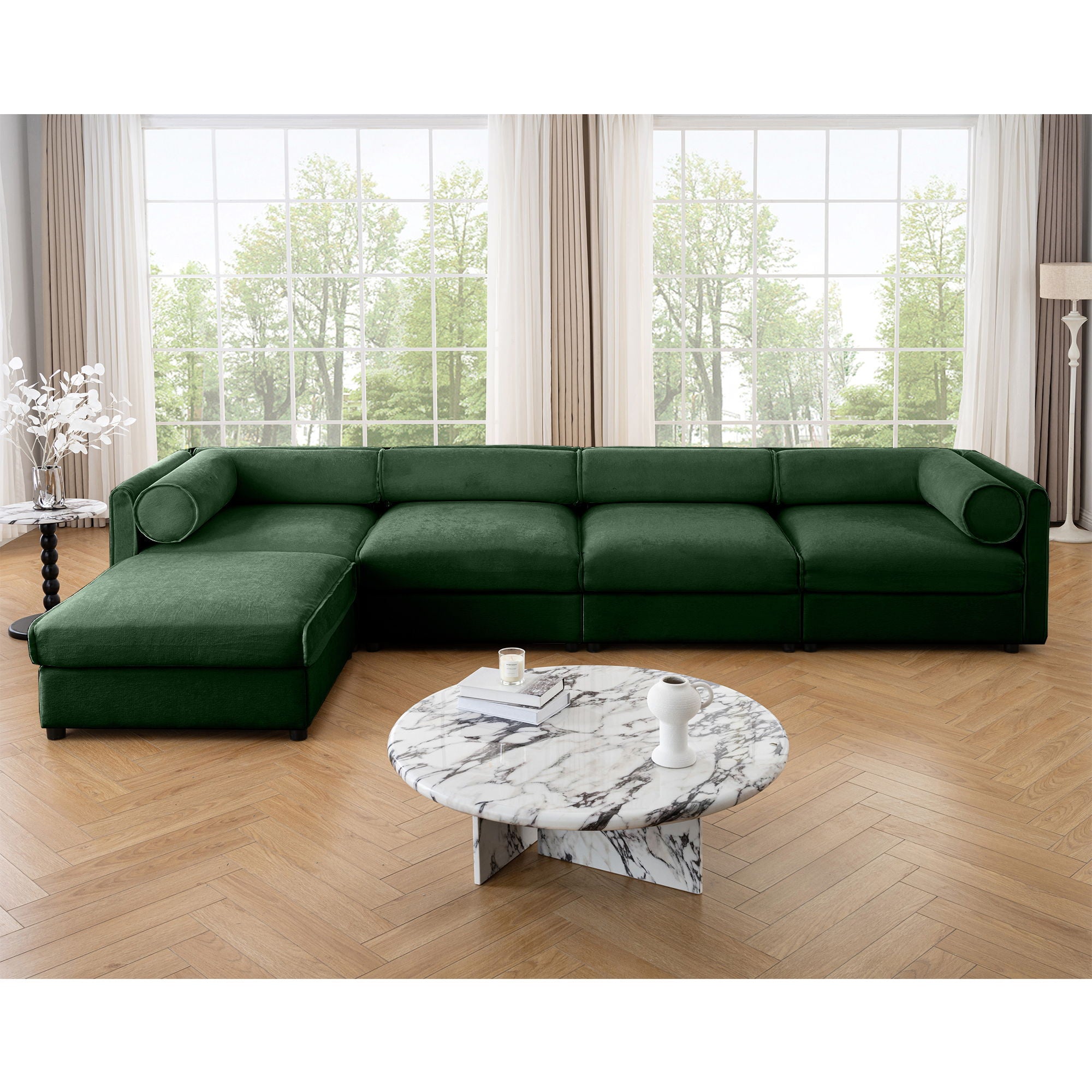 Contemporary Elegant Sofa With Storage And Ottoman