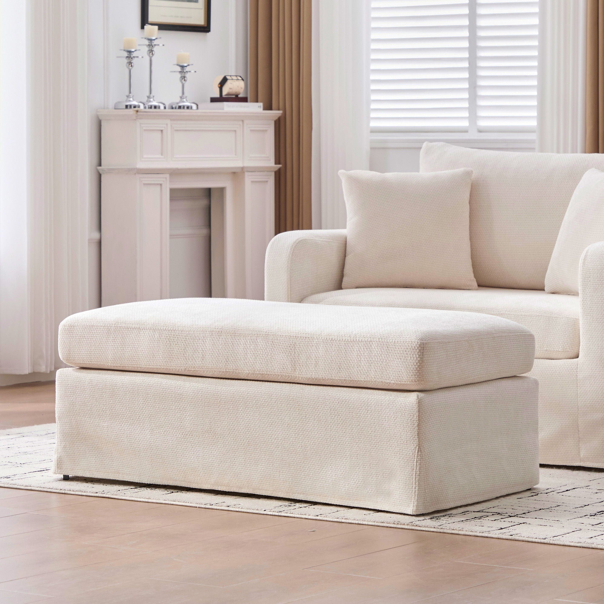 Accent Chair With Ottoman, Includes 2 Bolster Pillows