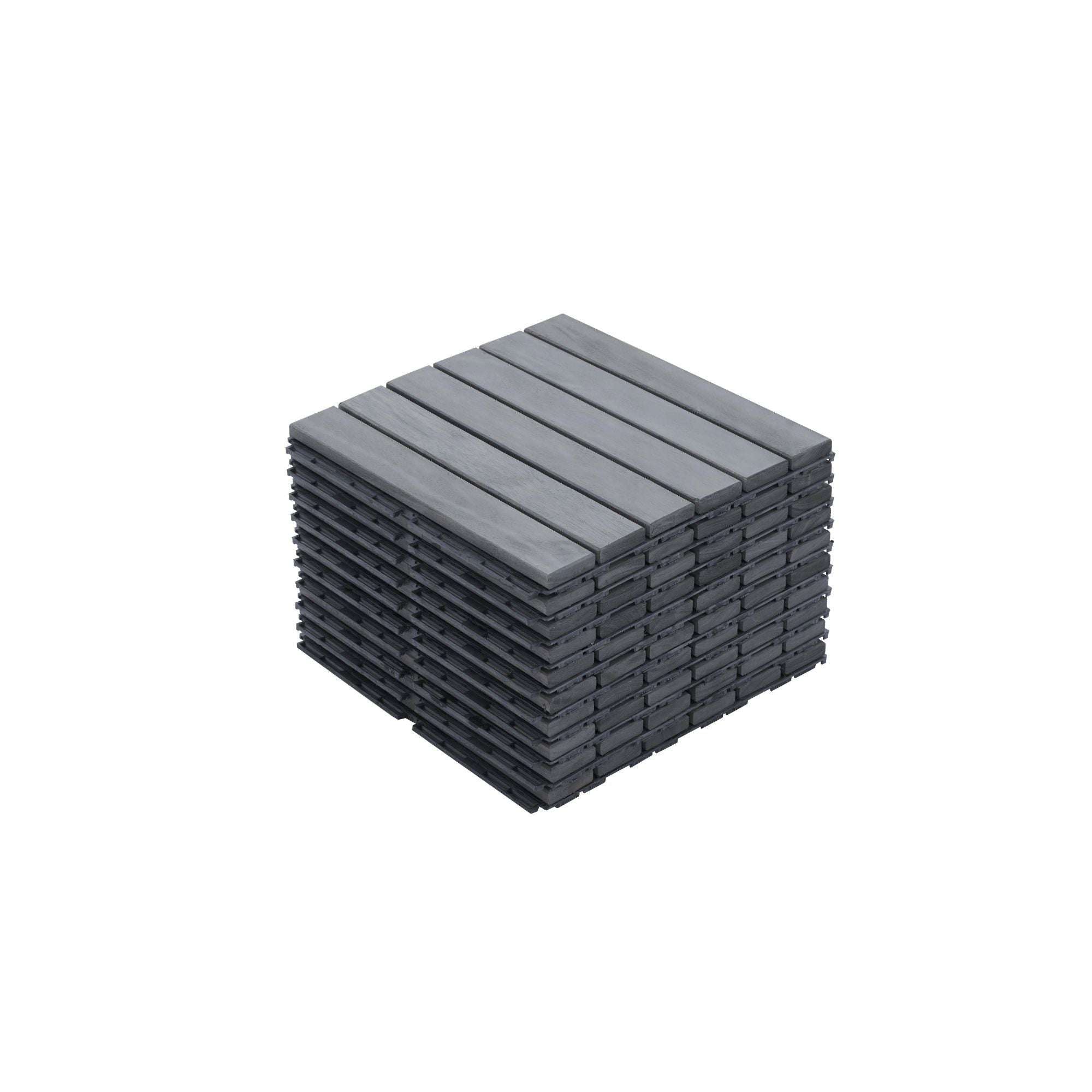 Interlocking Deck Tiles Striped Pattern, Waterproof Anti Mildew Brown