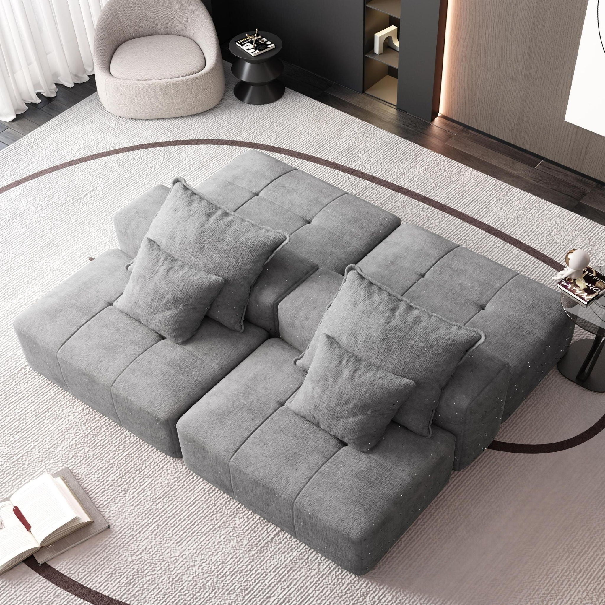 Modern Oversized Diy Combination Modular Sectional Sofa With Pillows
