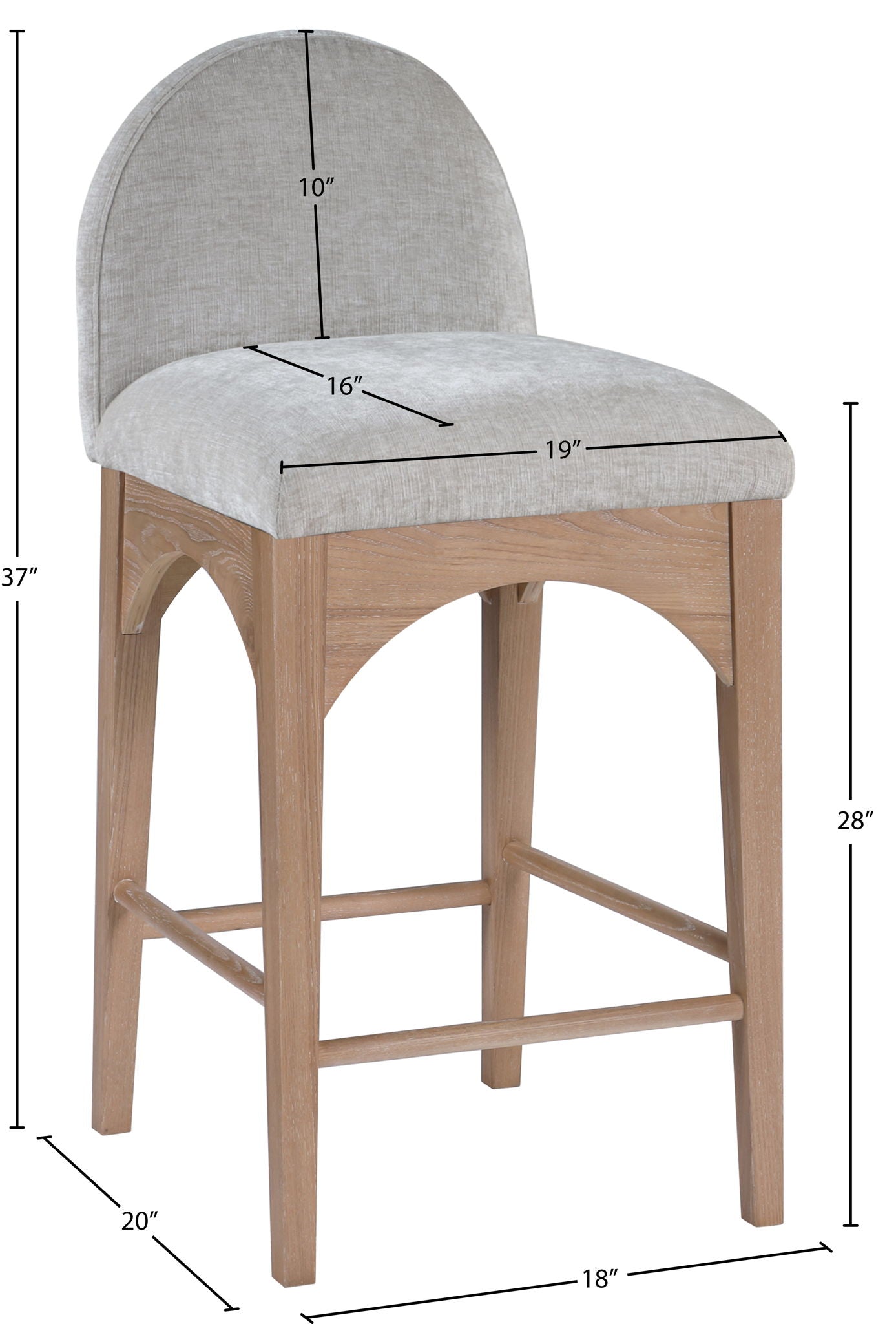 Waldorf - Chenille Stool With Natural Legs