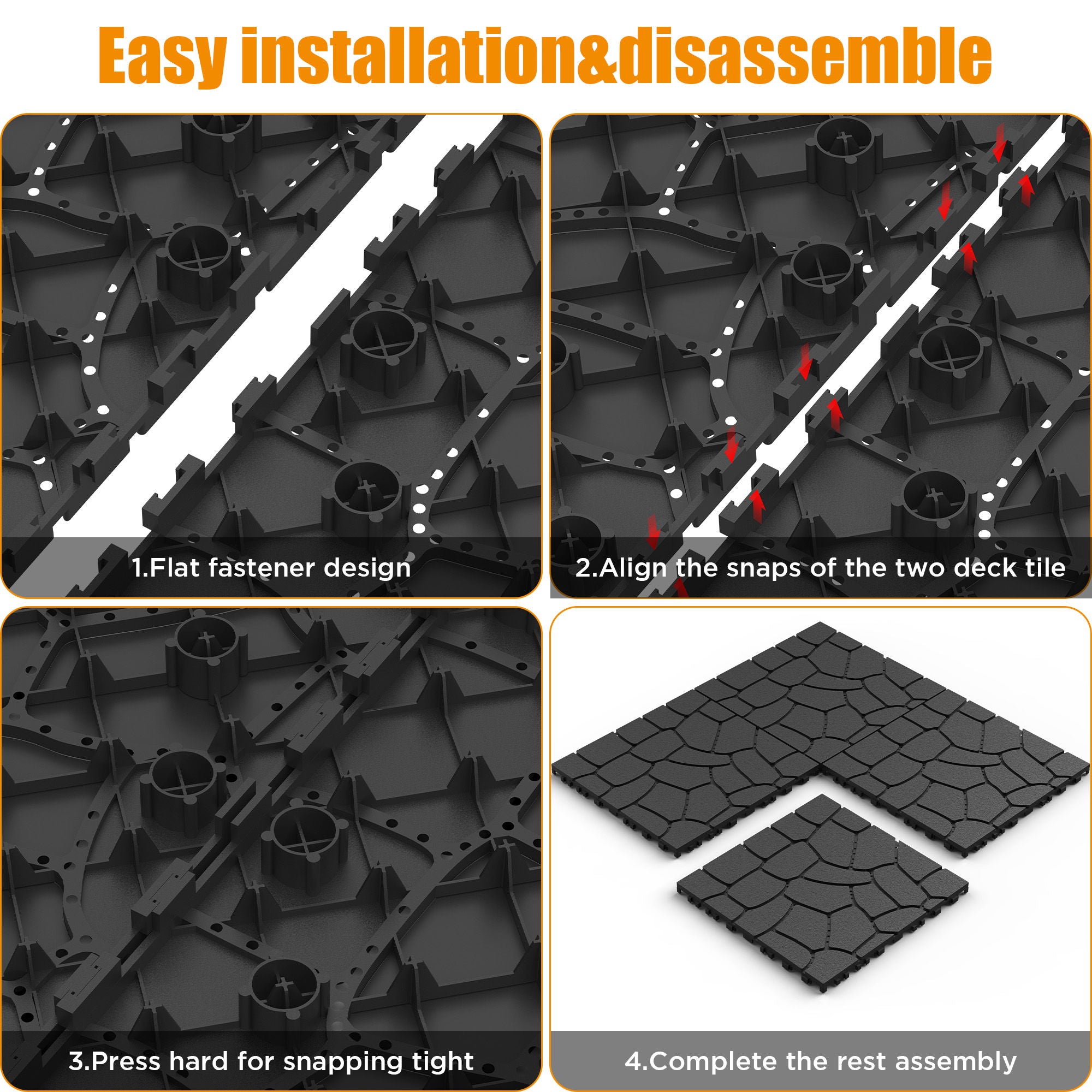 New Stone Texture Patio Deck Tiles, Diy Interlocking Floor Tiles, Easy Installation