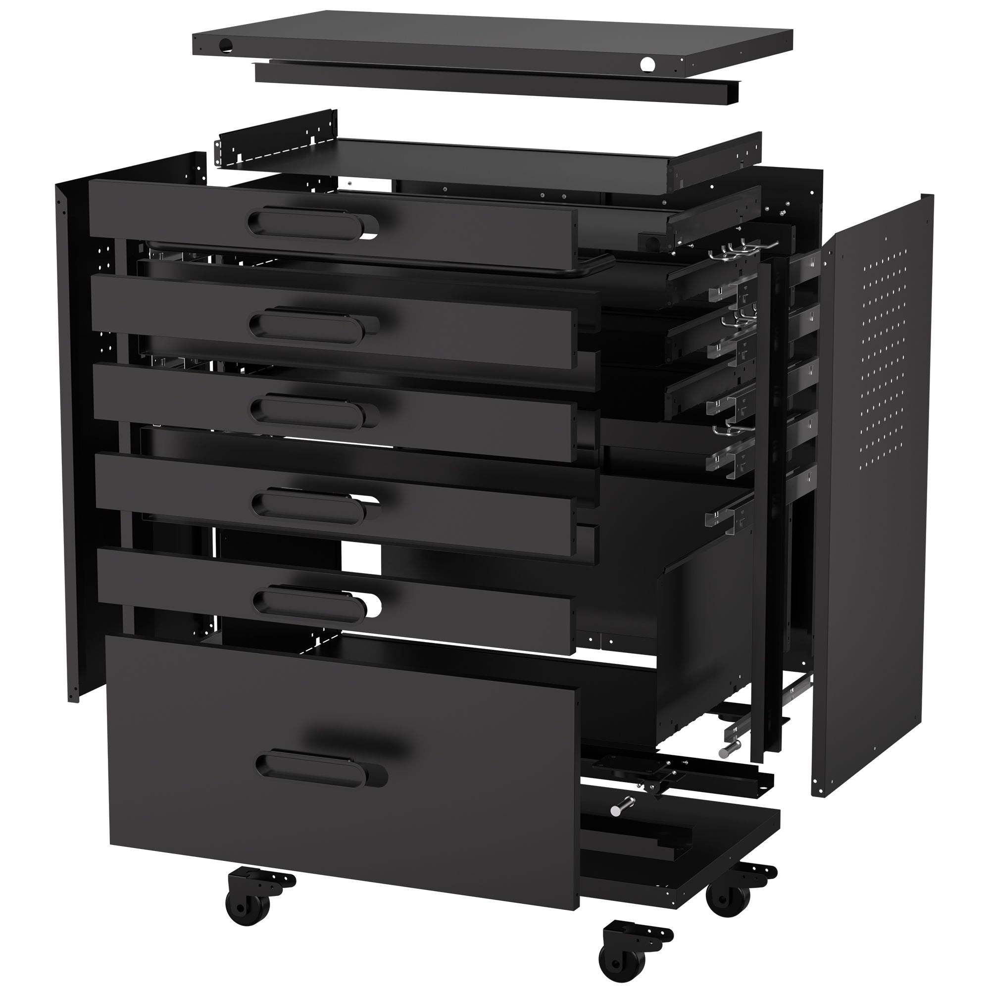 Rolling Tool Cabinet Heavy Duty Garage Storage With Lockable Doors & Drawers
