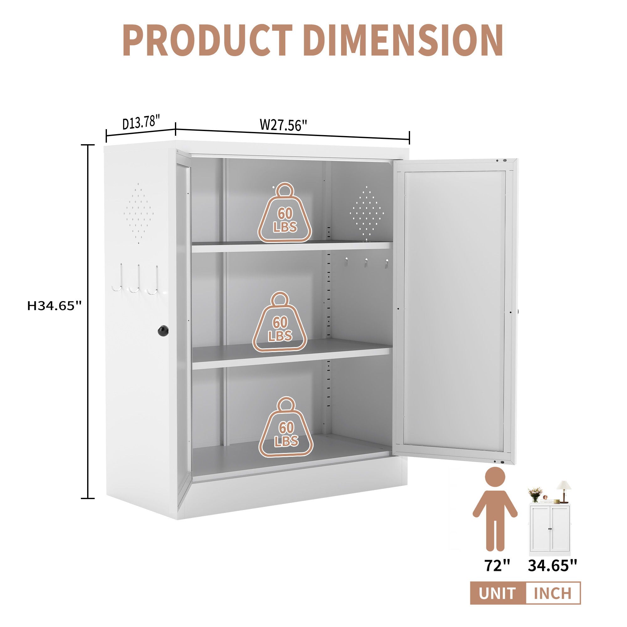 Pantry Cabinet With Adjustable Shelves Freestanding Kitchen Storage Organizer - White