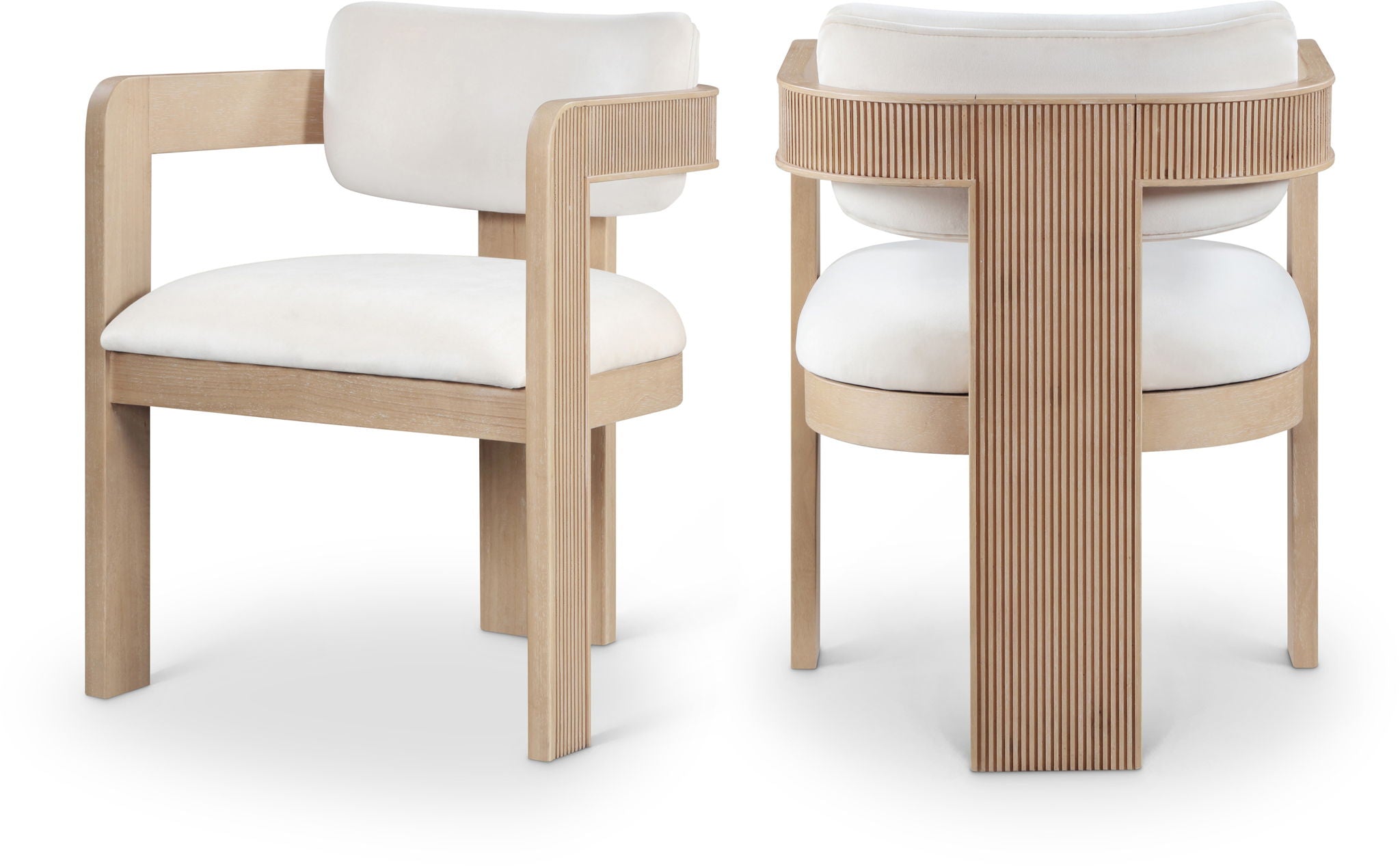 Sacha - Velvet Dining Chair With Natural Base (Set of 2)