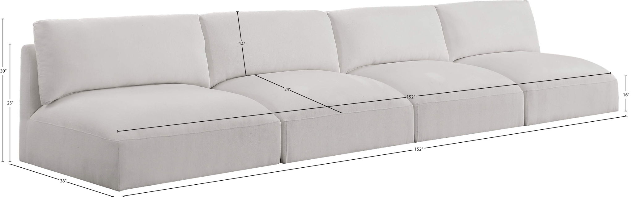 Ease - 4 Seat Modular Armless Sofa