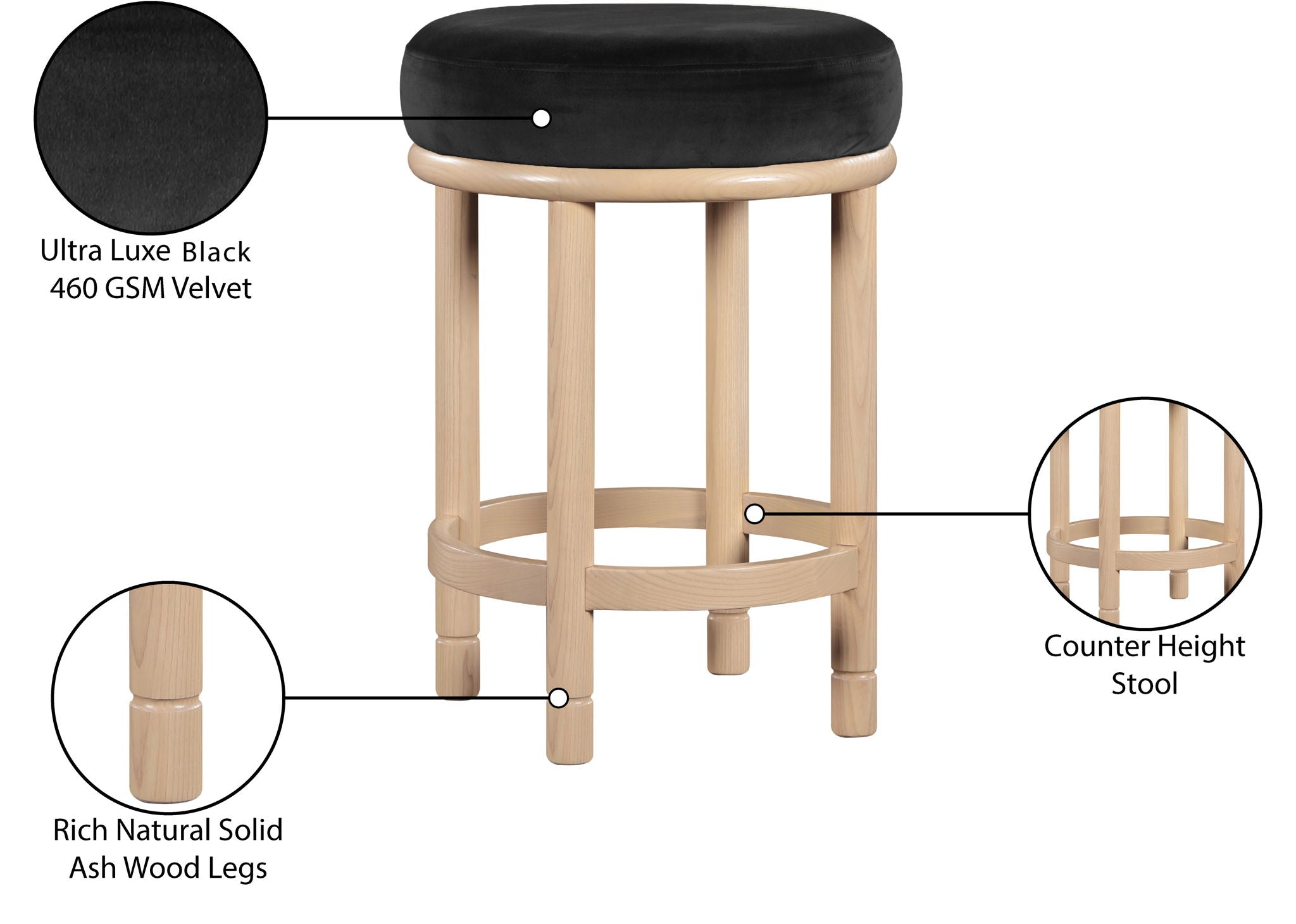 Monette - Counter Stool With Natural Base