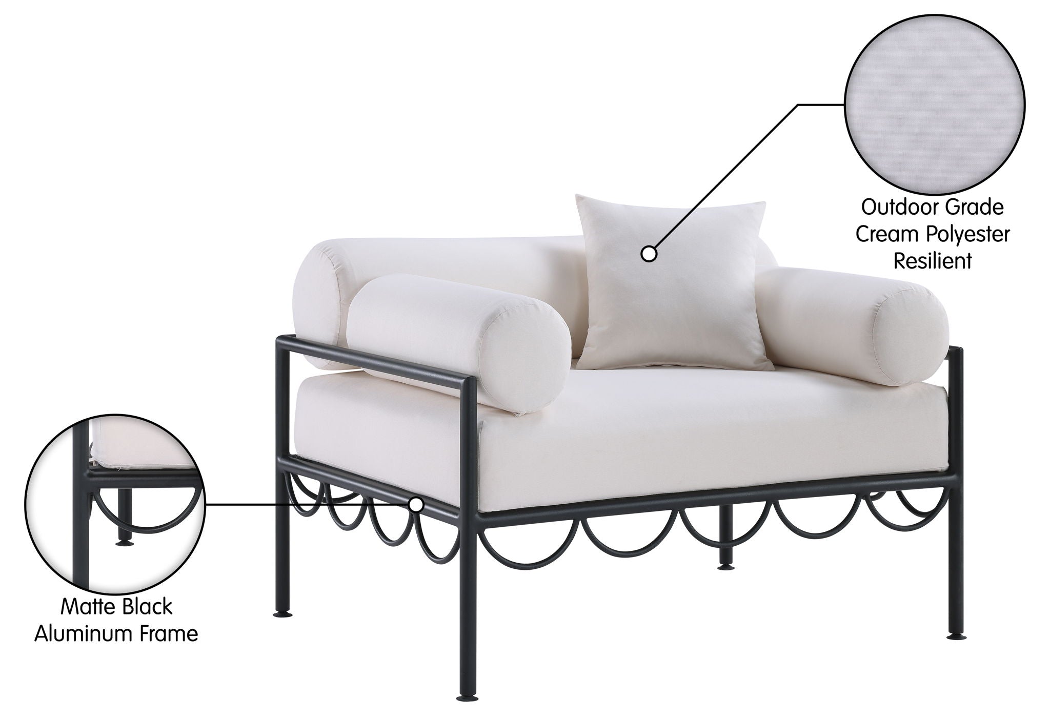 Portofino - Resilient Water Repellent Fabric Upholstered Outdoor Patio Chair