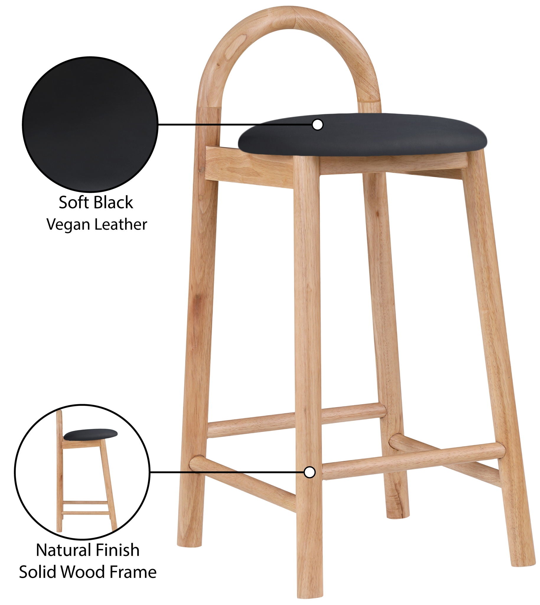 Calvin - Faux Leather Stool - Light Brown Legs