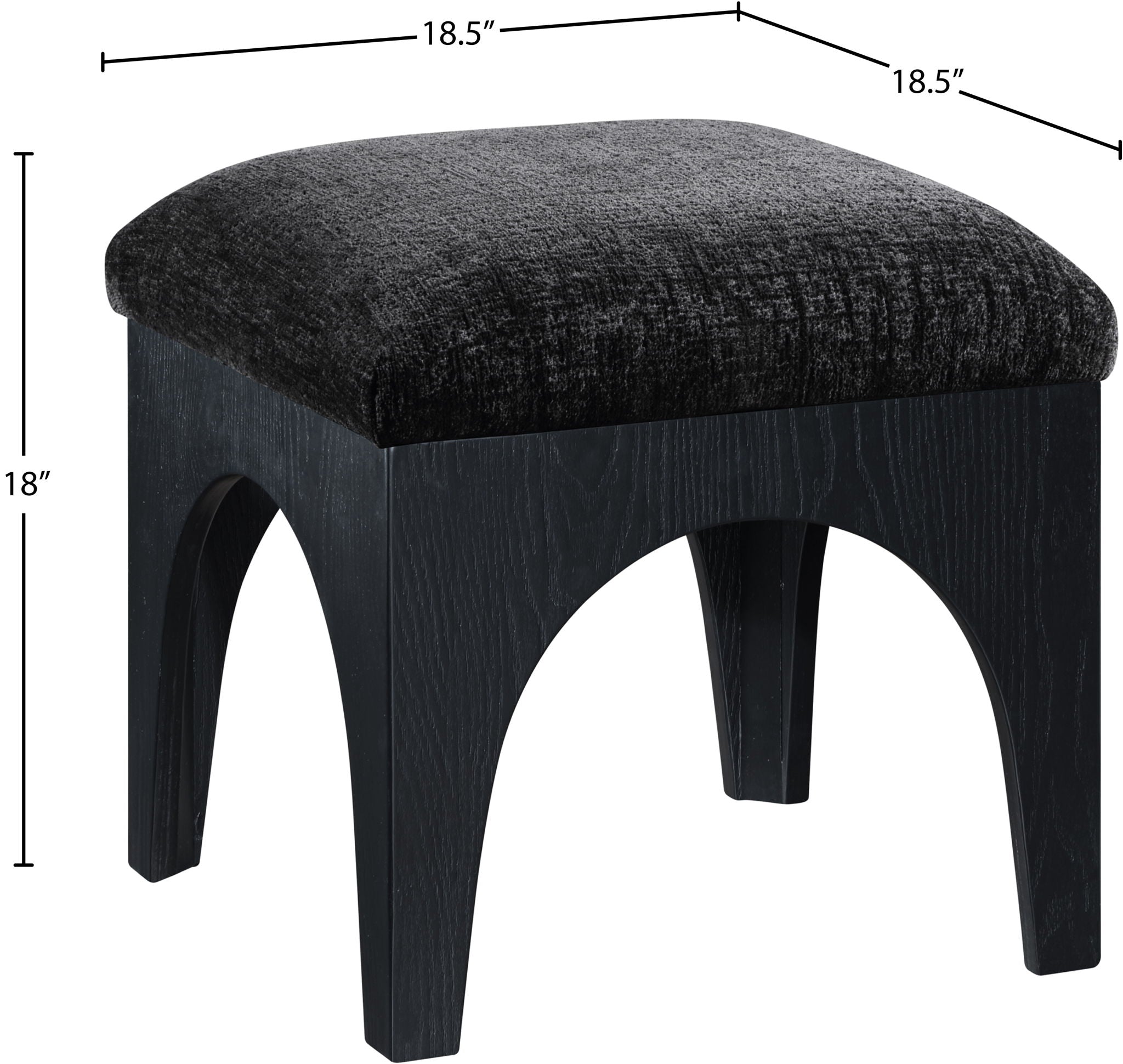 Lawson - Chenille Fabric Ottoman - Black Base