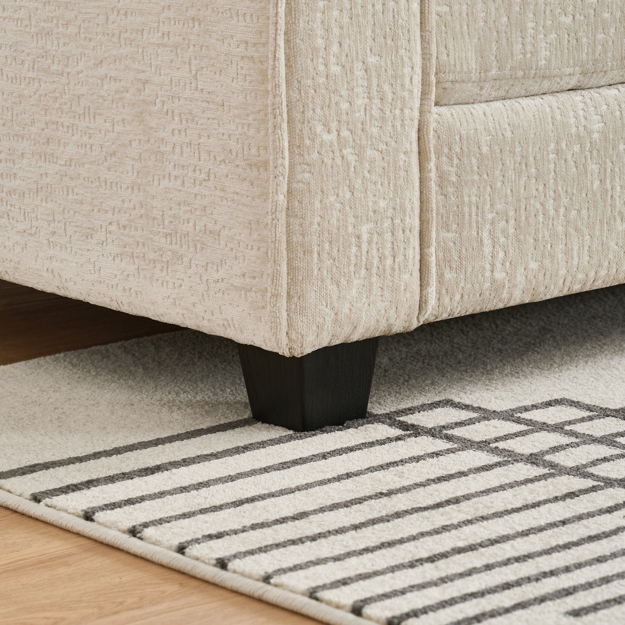 Modern Comfy L Shaped Sectional Sofa With Movable Ottoman