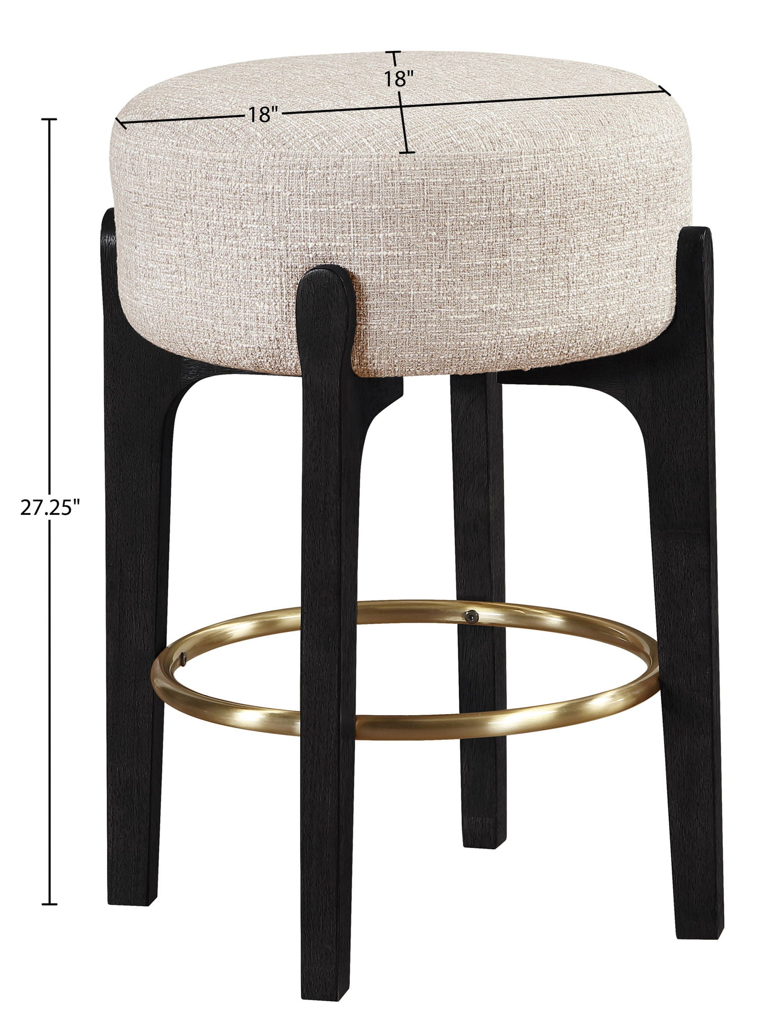 Torino - Backless Counter Stool With Brushed Black Base (Set of 2)