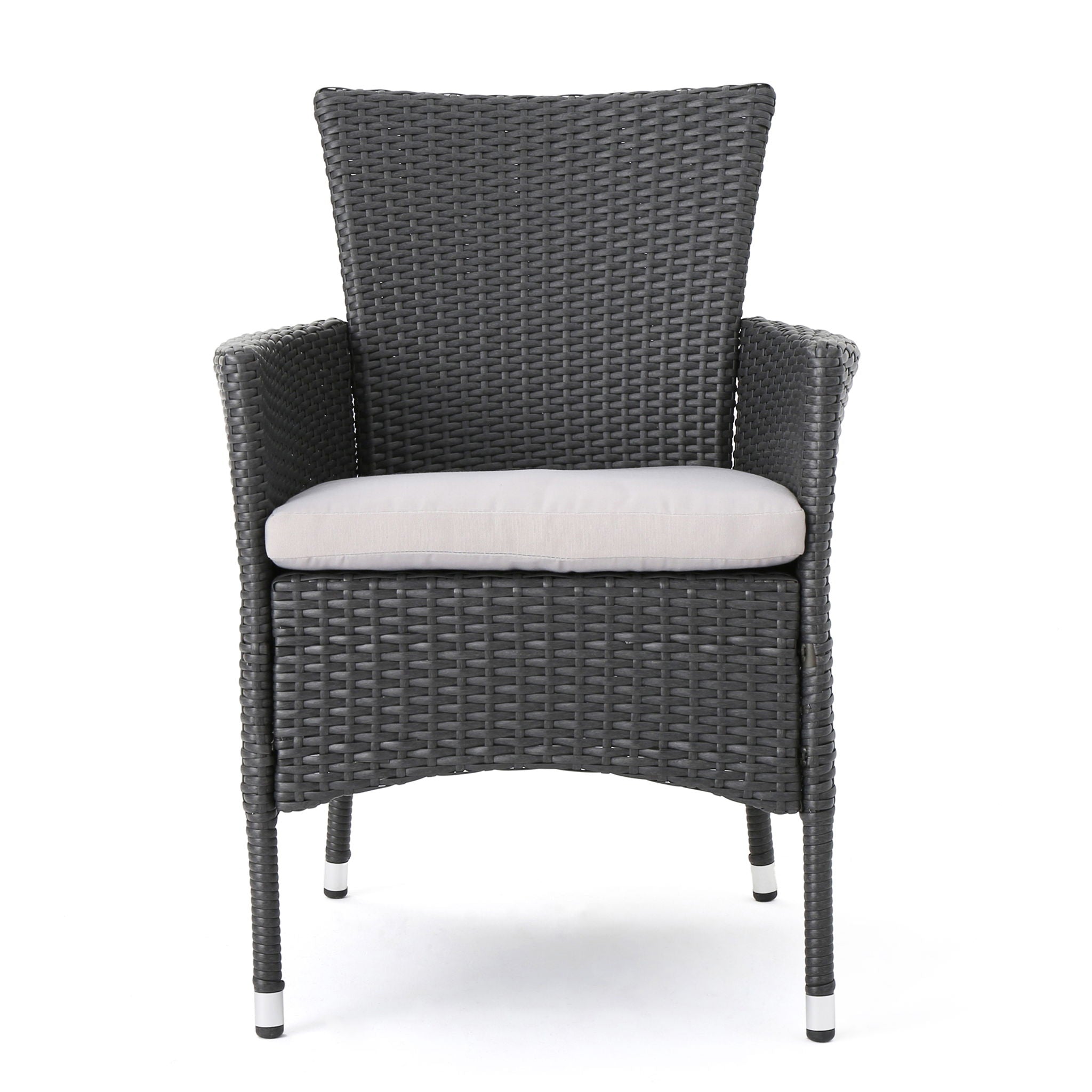 Dimensional Outdoor Dining Chair With Cushion Seat And Iron Frame (Set of 2)