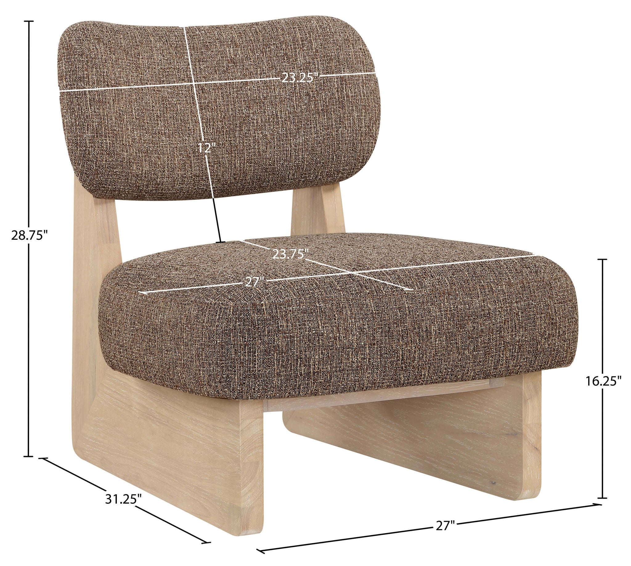 Vetra - Linen Textured Fabric Upholstered Accent Chair With Natural Base