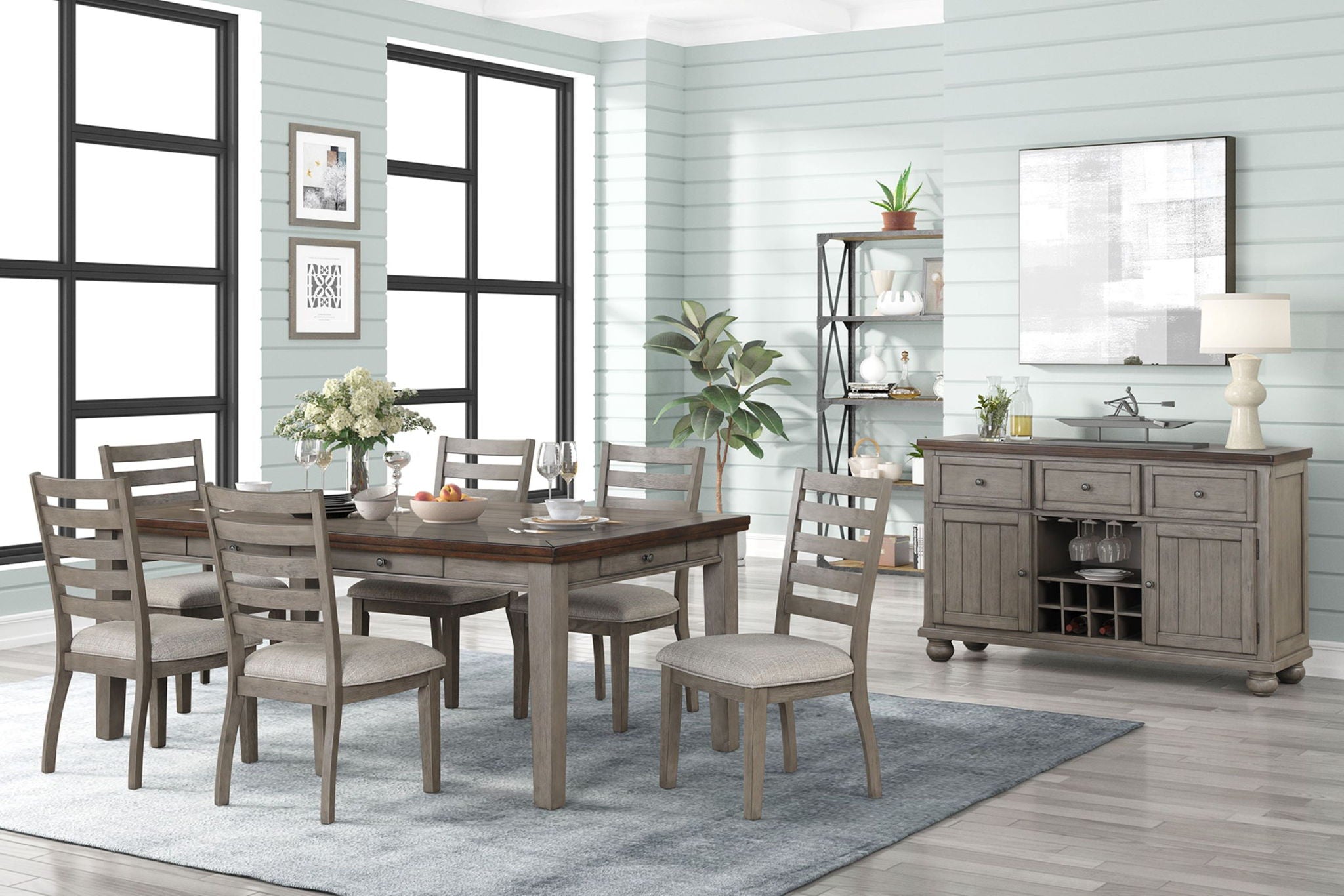 Side Dining Chair With Ladder Back (Set of 2) - Gray
