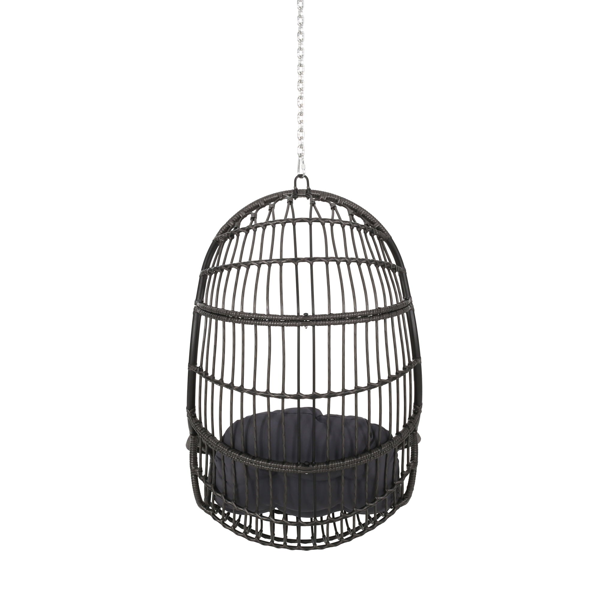 Rustic Hanging Basket Chair With Cushion