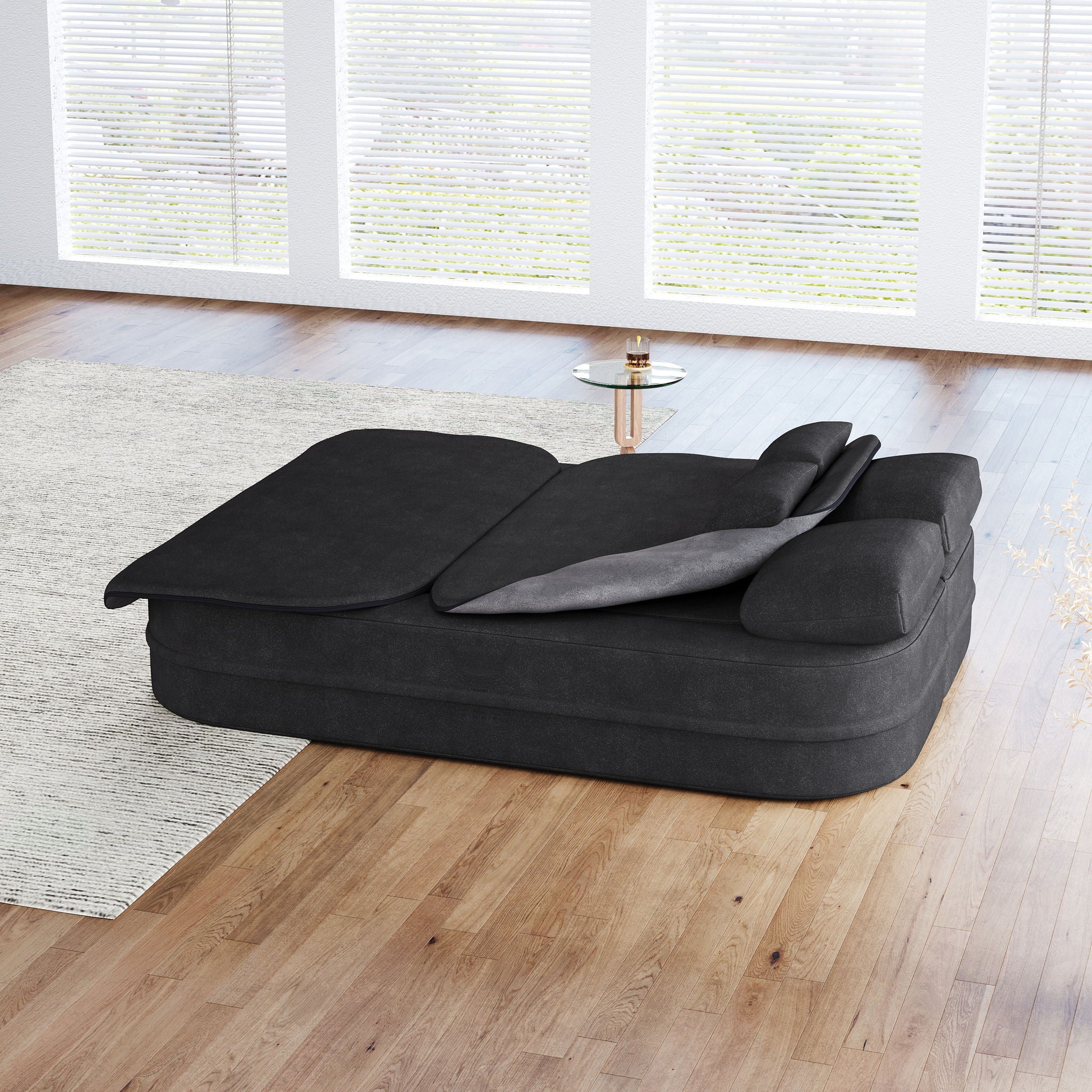 2 In 1 Foldable Sofa Bed With Multi Functional Blanket, Floor Lounge Sofa