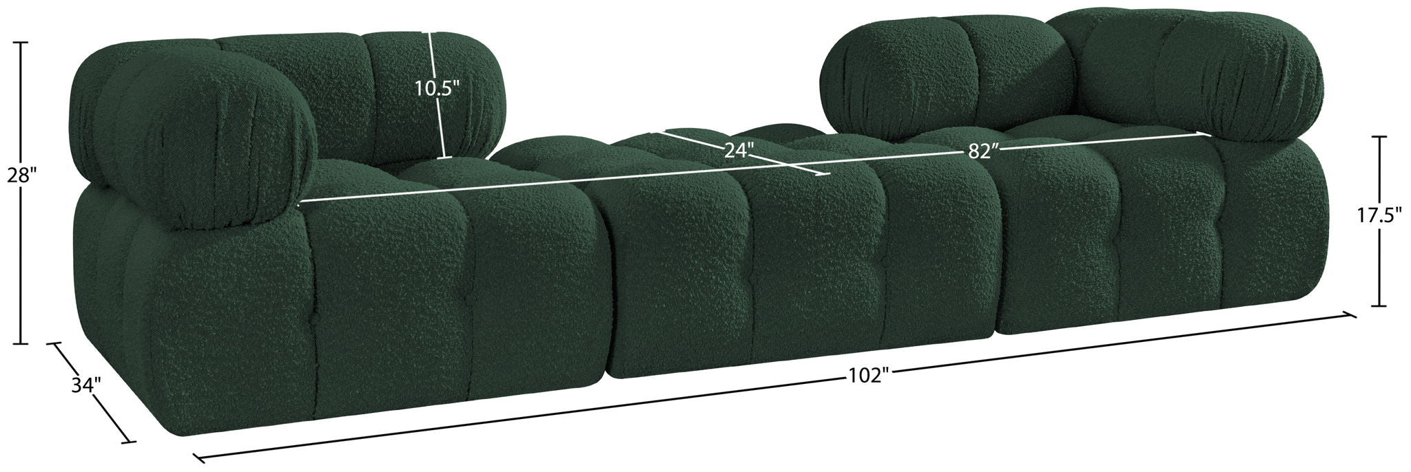 Ames - 3 Piece Boucle Modular Sofa With 1 Backless Seat