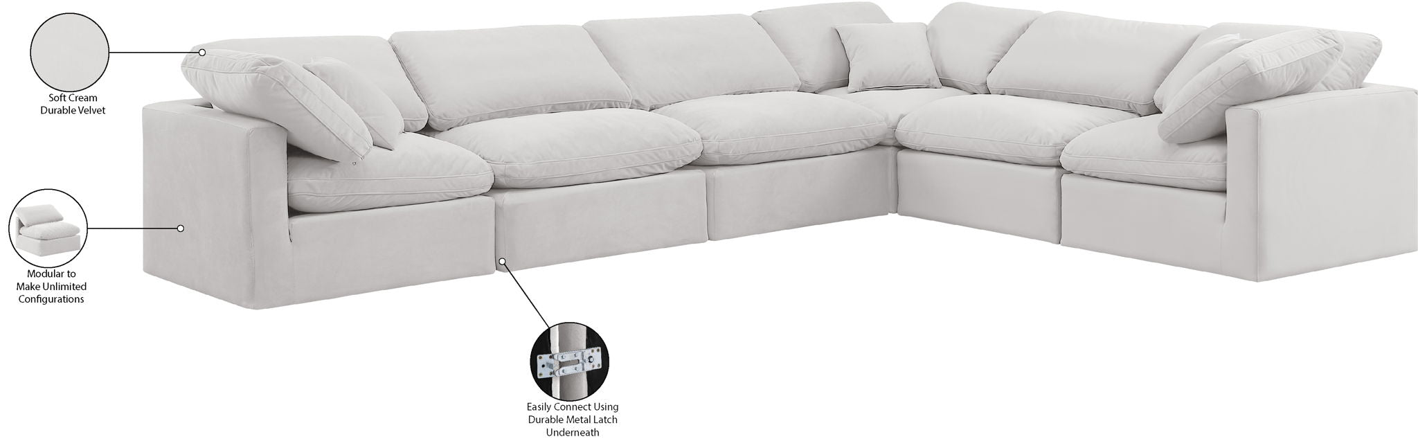 Indulge - Velvet 6 Piece Modular Corner Sectional