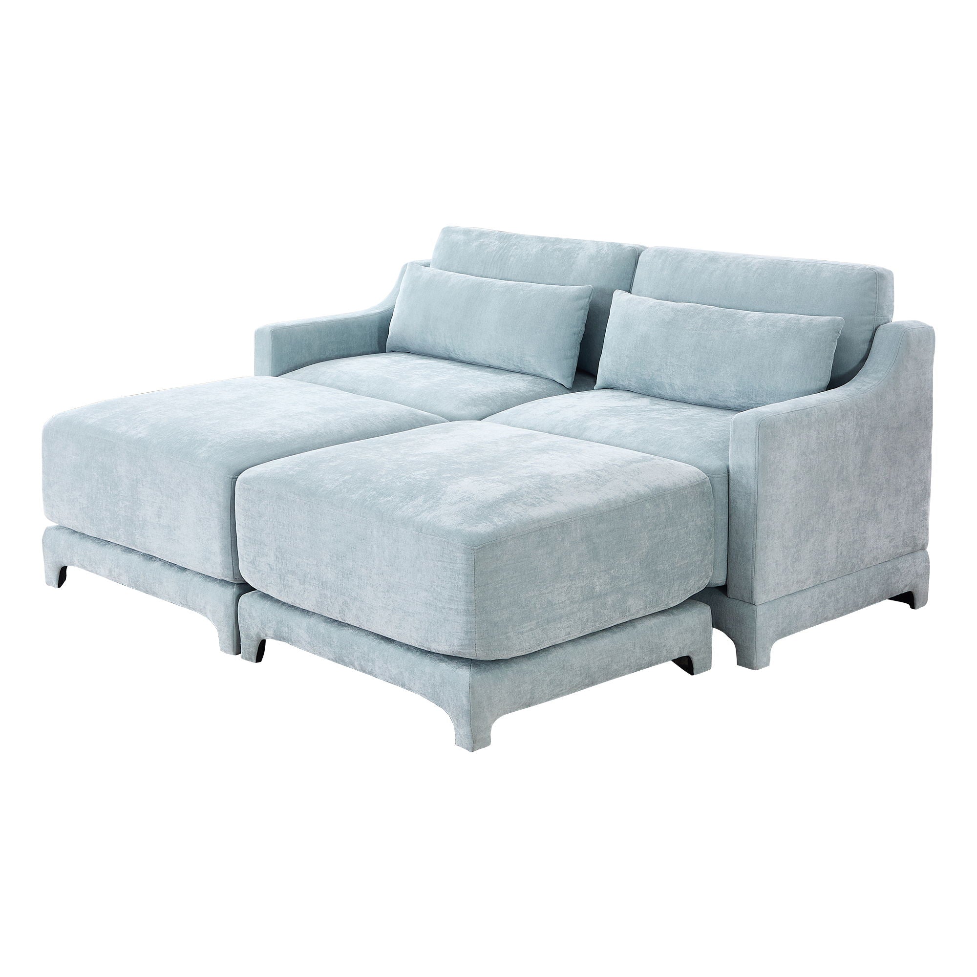 Stylish Sofa With Ottoman And Lumbar Pillows, Ergonomic Design