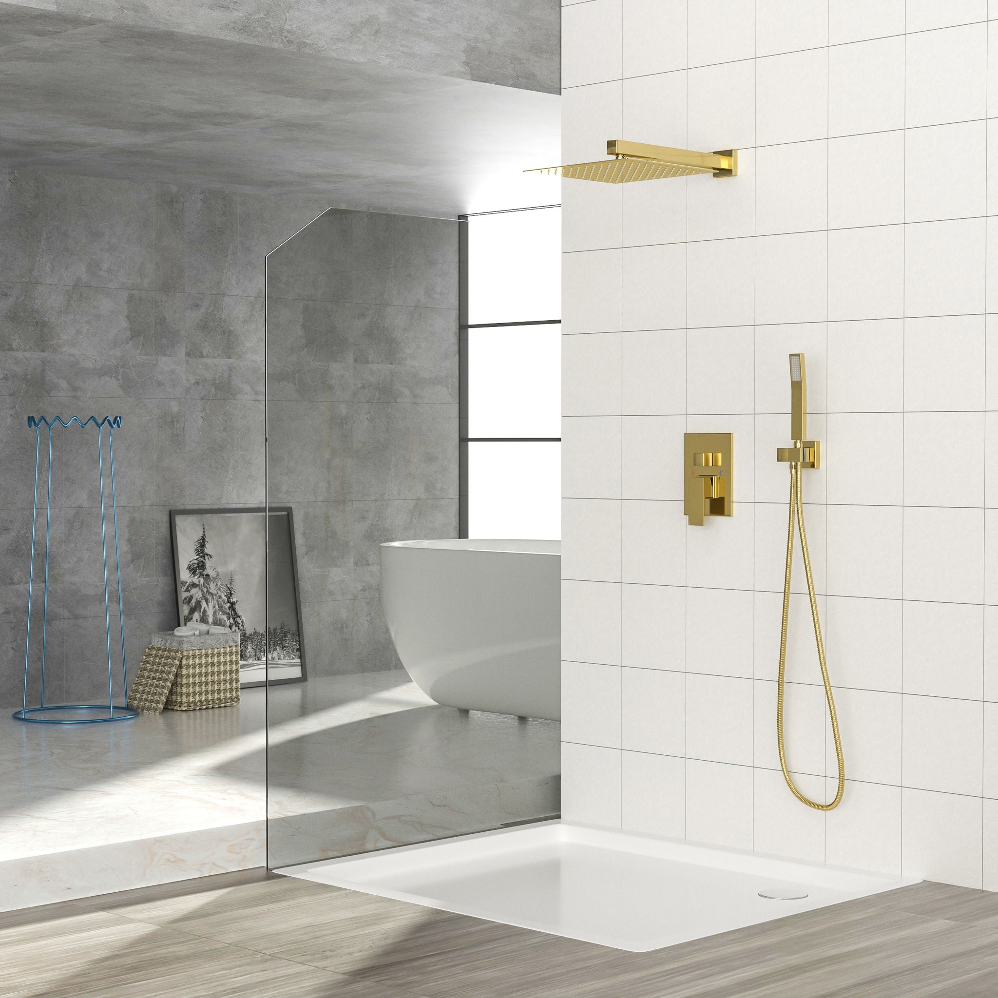 Dual Shower Head 10" Wall Mounted Square Shower System