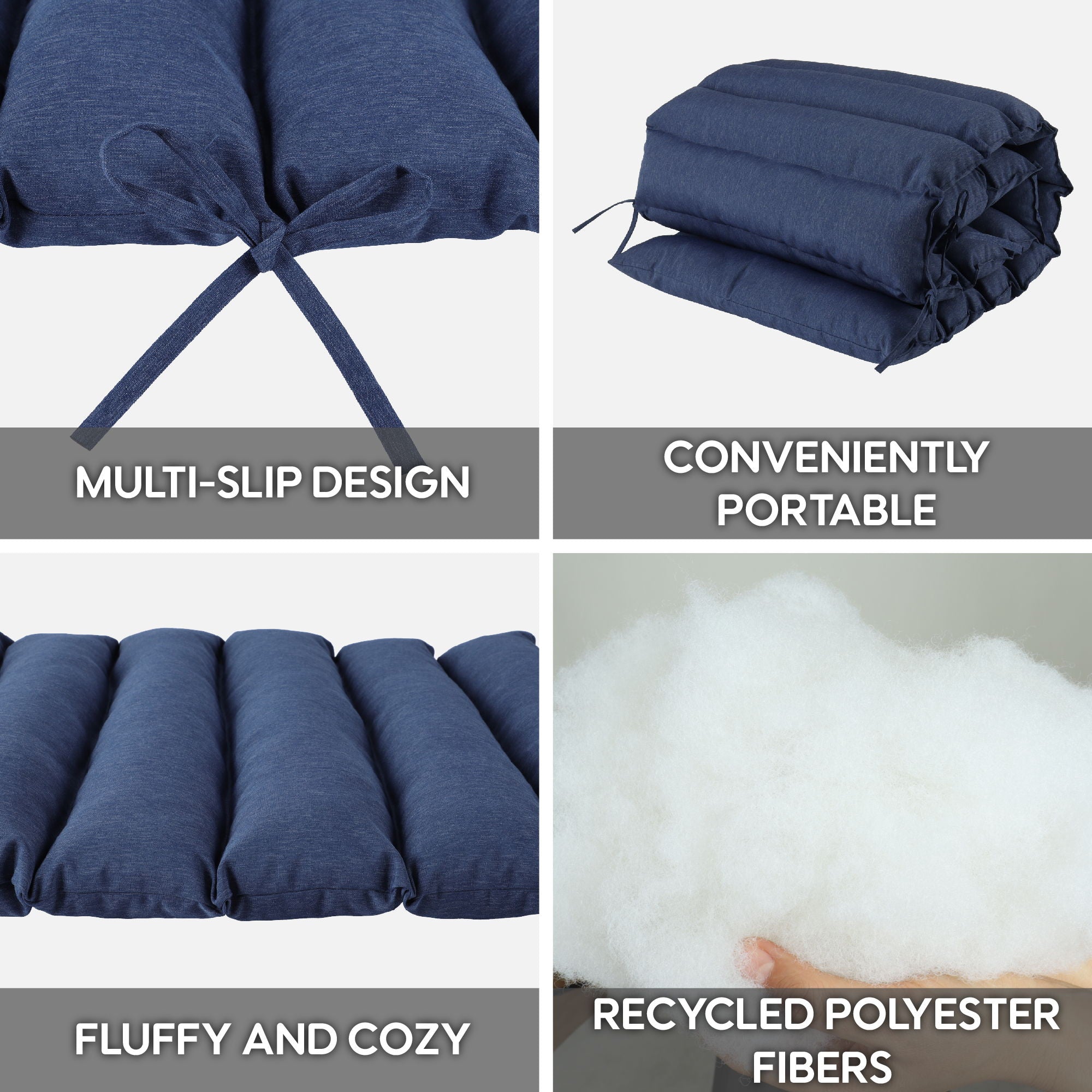 2 Piece Outdoor Chaise Lounge Chair Cushion Set