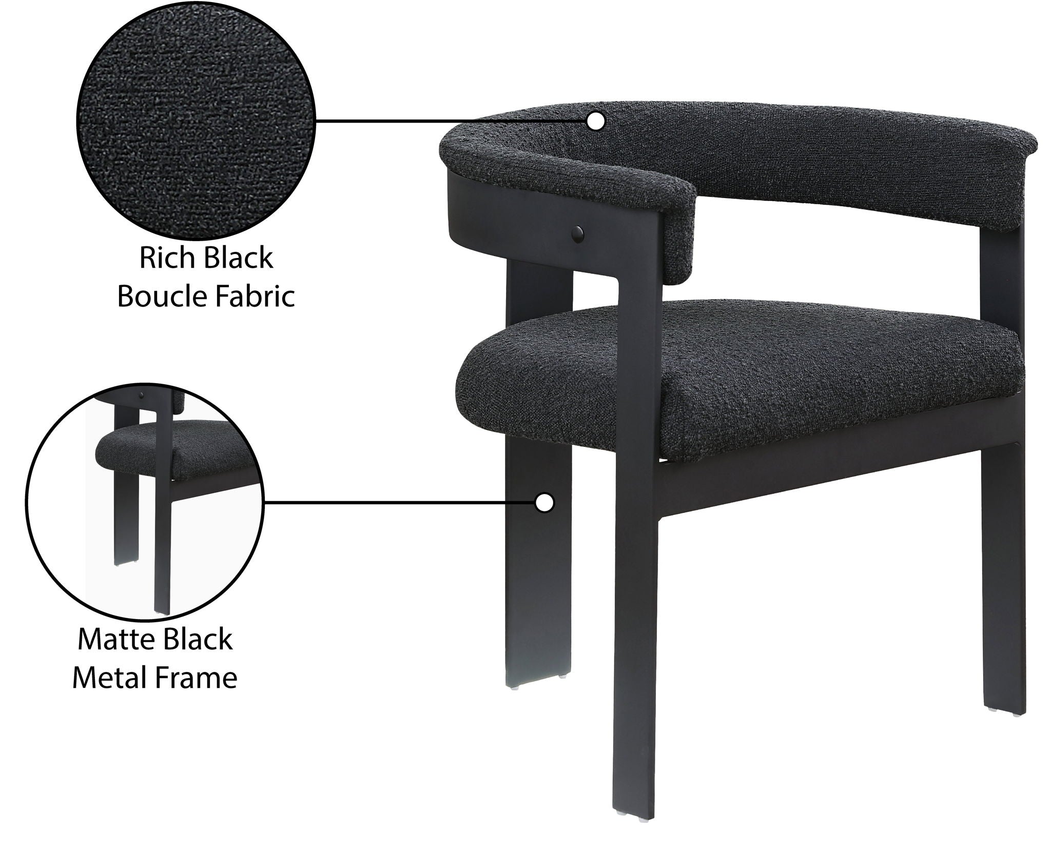 Romeo - Boucle Dining Chair With Black Base (Set of 2)