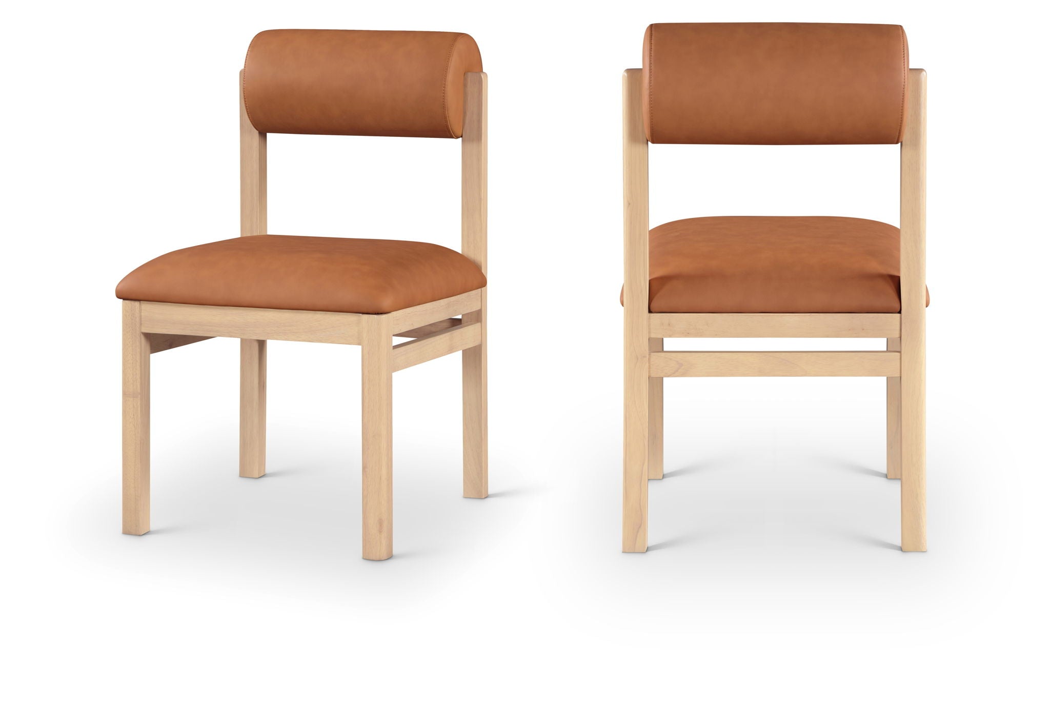 Roundhill - Faux Leather Dining Chair (Set of 2) - Natural Frame