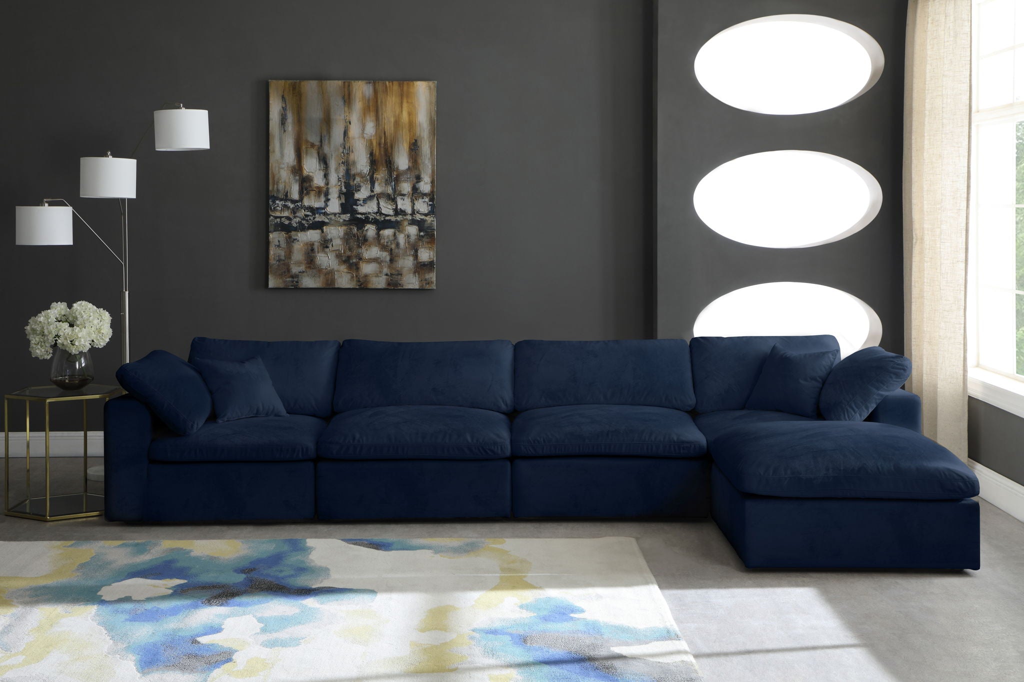 Cozy - 5 Piece Modular Sectional With Chaise
