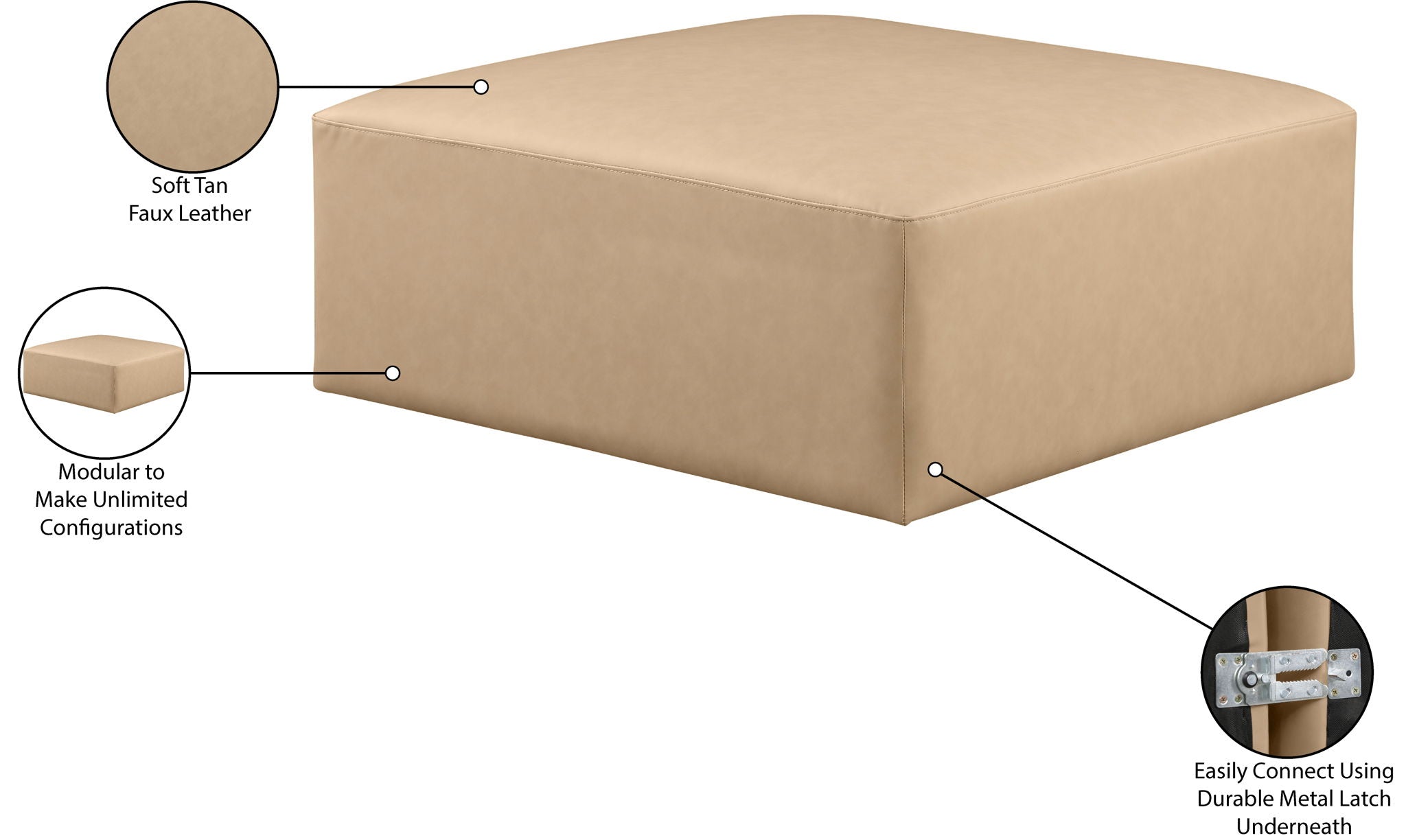 Cube - Ottoman - Tan