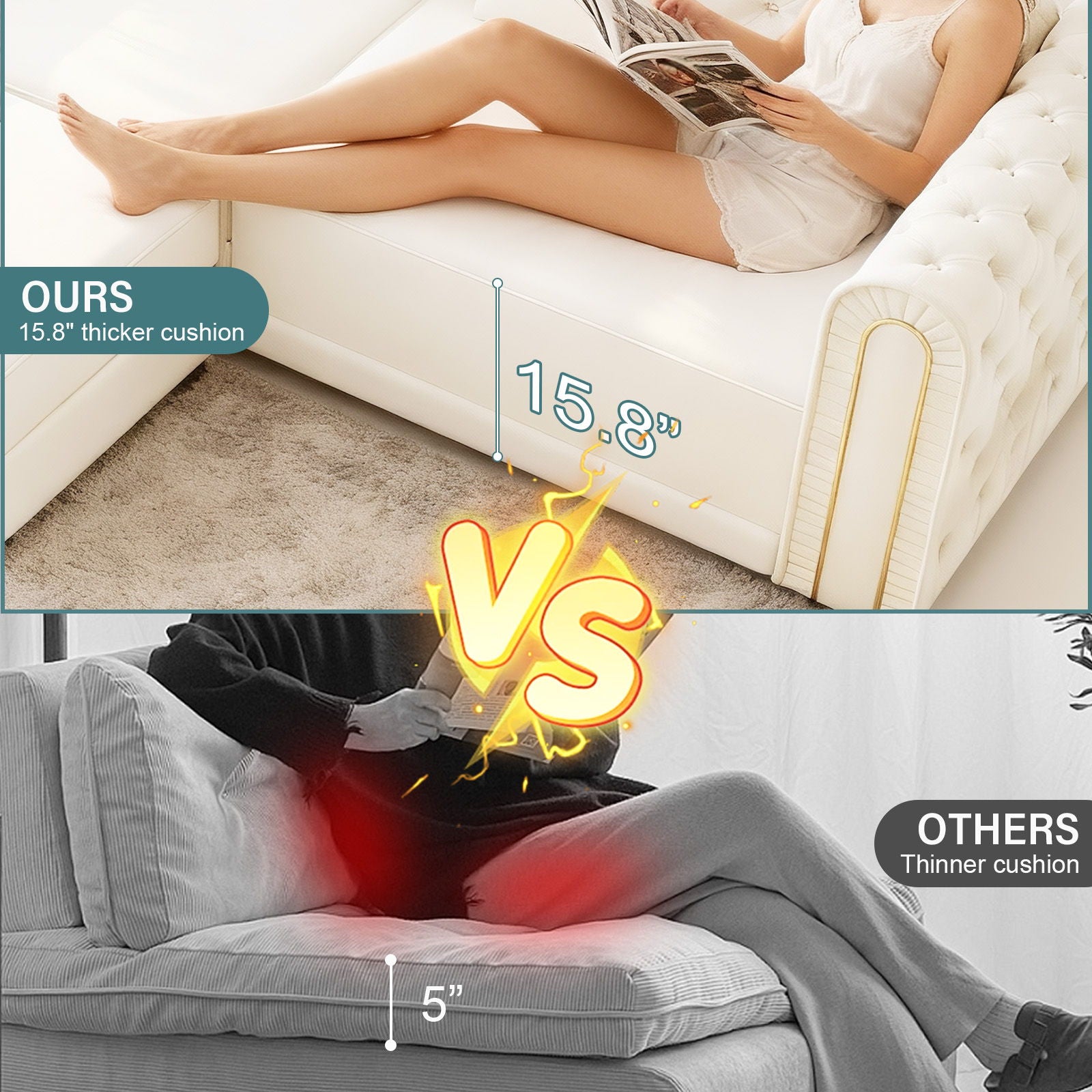 3-In-1 Convertible Sleeper Sofa With Movable Ottoman For Living Room