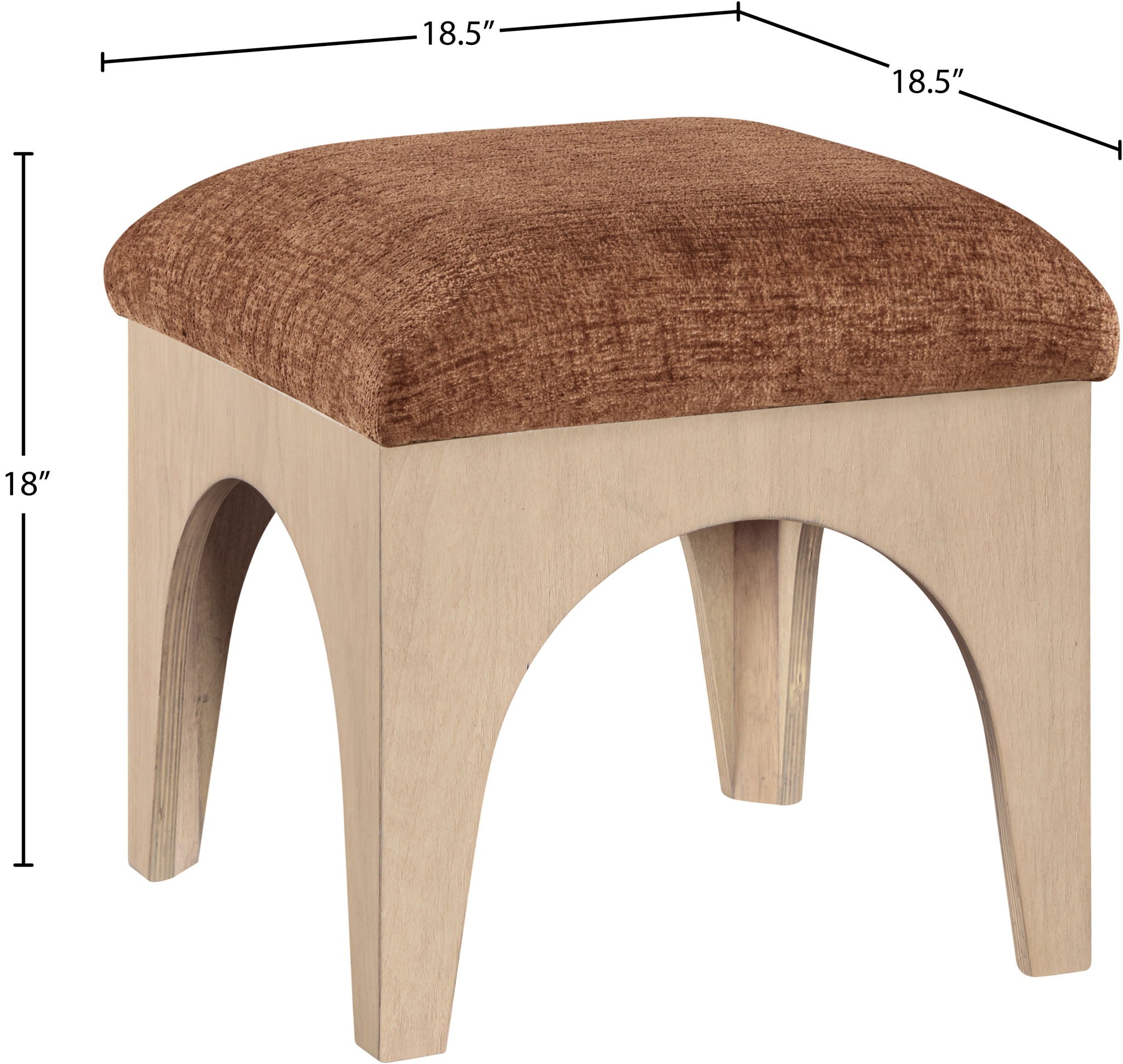 Lawson - Chenille Fabric Ottoman - Natural Base