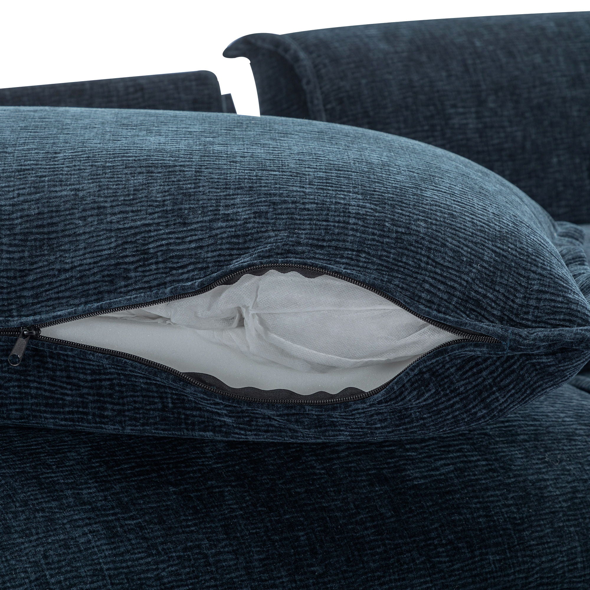 Sectional Sofa Upholstered Sofa With Two Removable Ottoman, Two USB Ports, Two Cup Holders And Large Storage Box For Living Room