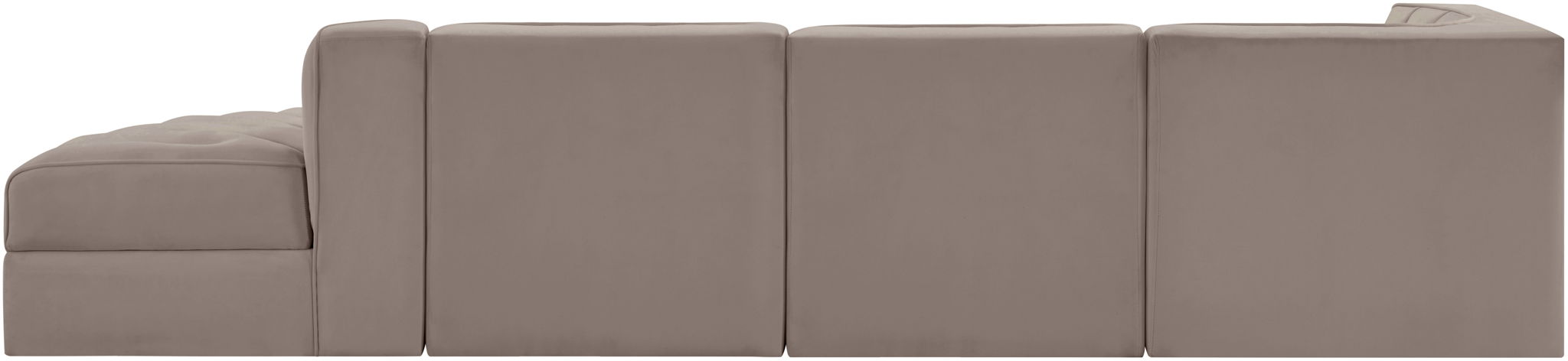 Rummi - Velvet Performance Fabric Upholstered 4 Piece Modular Sectional With Reverse Corner Chair