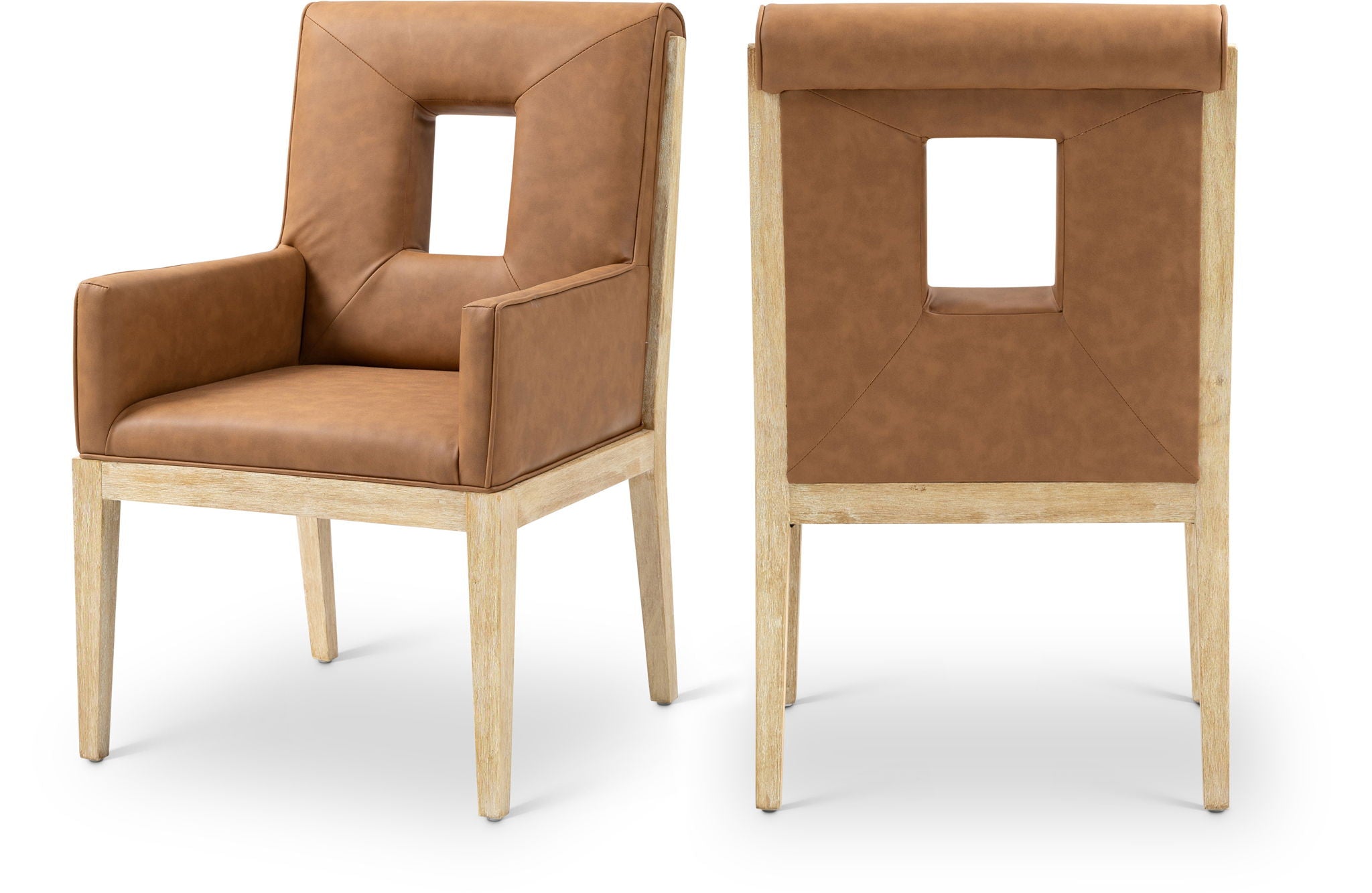 Gwendolyn - Faux Leather Dining Arm Chair With Natural Frame