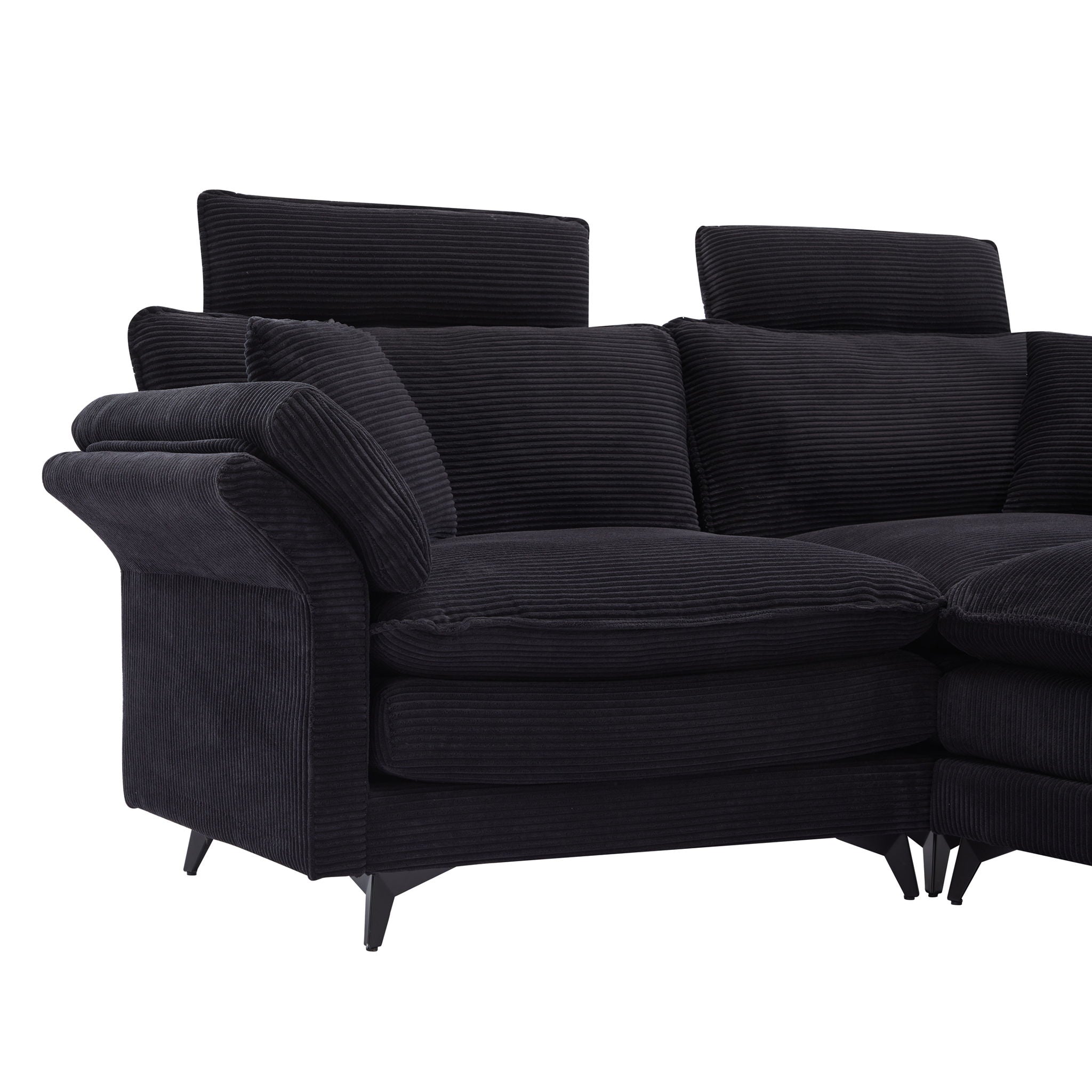 Modern Deep Seat Sectional Sofa With Ottoman