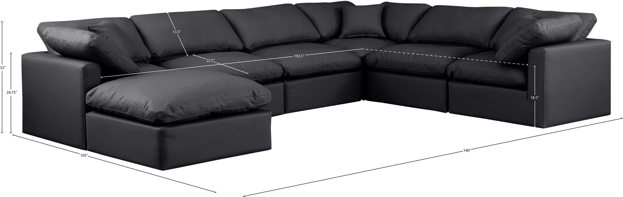 Indulge - Faux Leather 7 Piece Modular Sectional