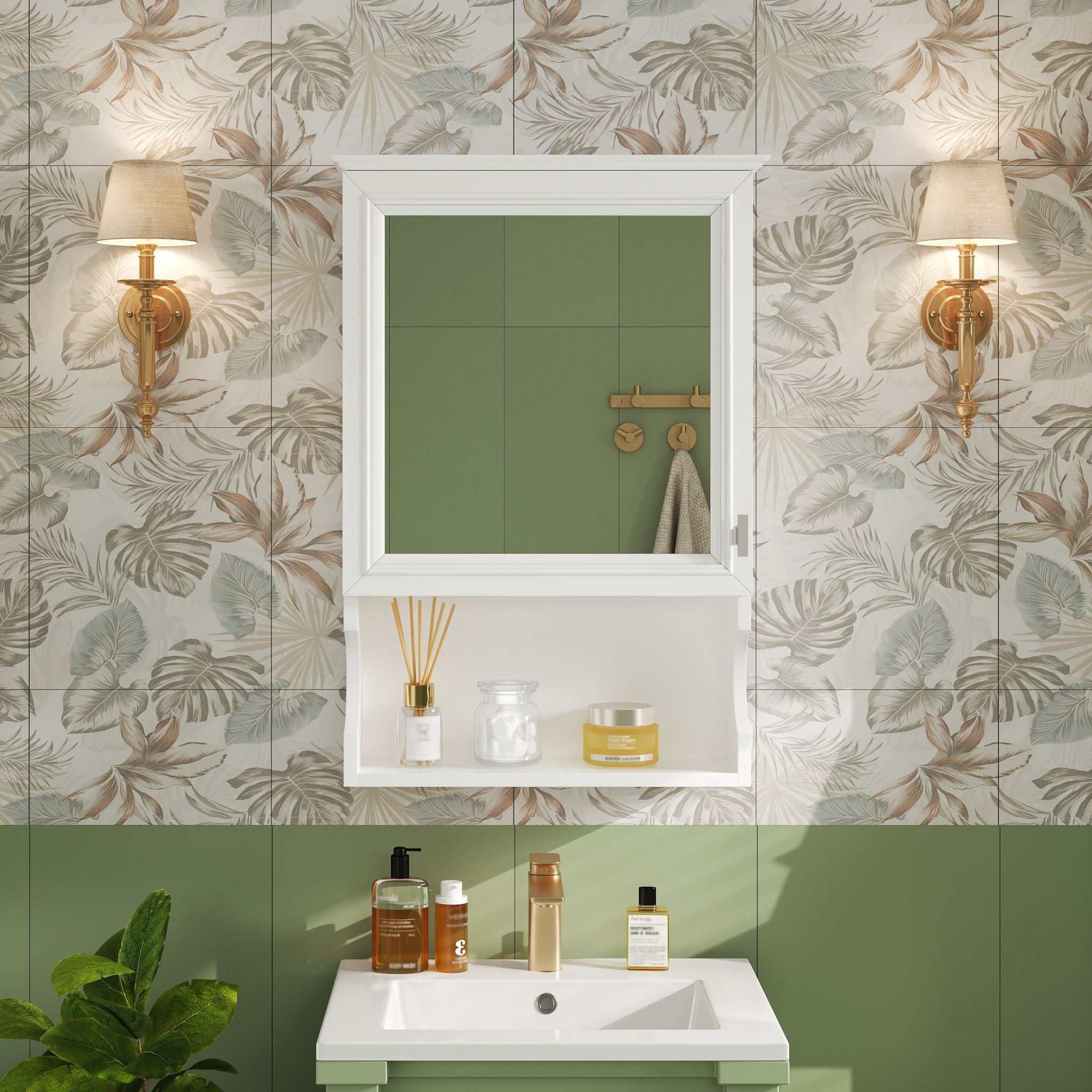 Wall Mounted Bathroom Storage Cabinet With Mirror, Soft Closing Hinges