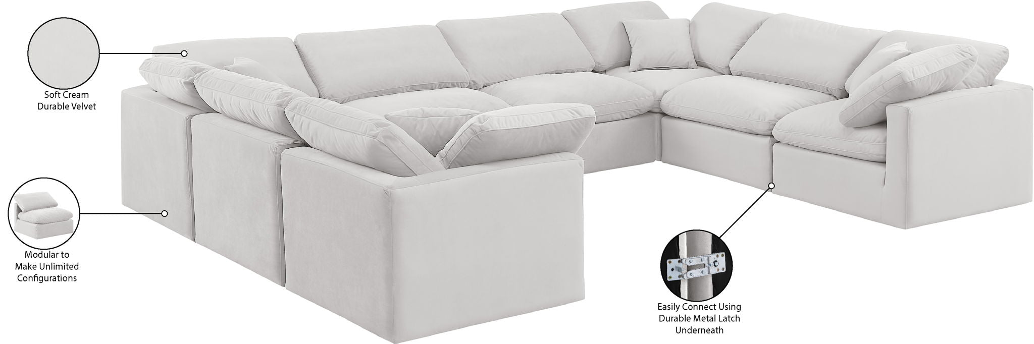 Indulge - Velvet 8 Piece Modular Sectional