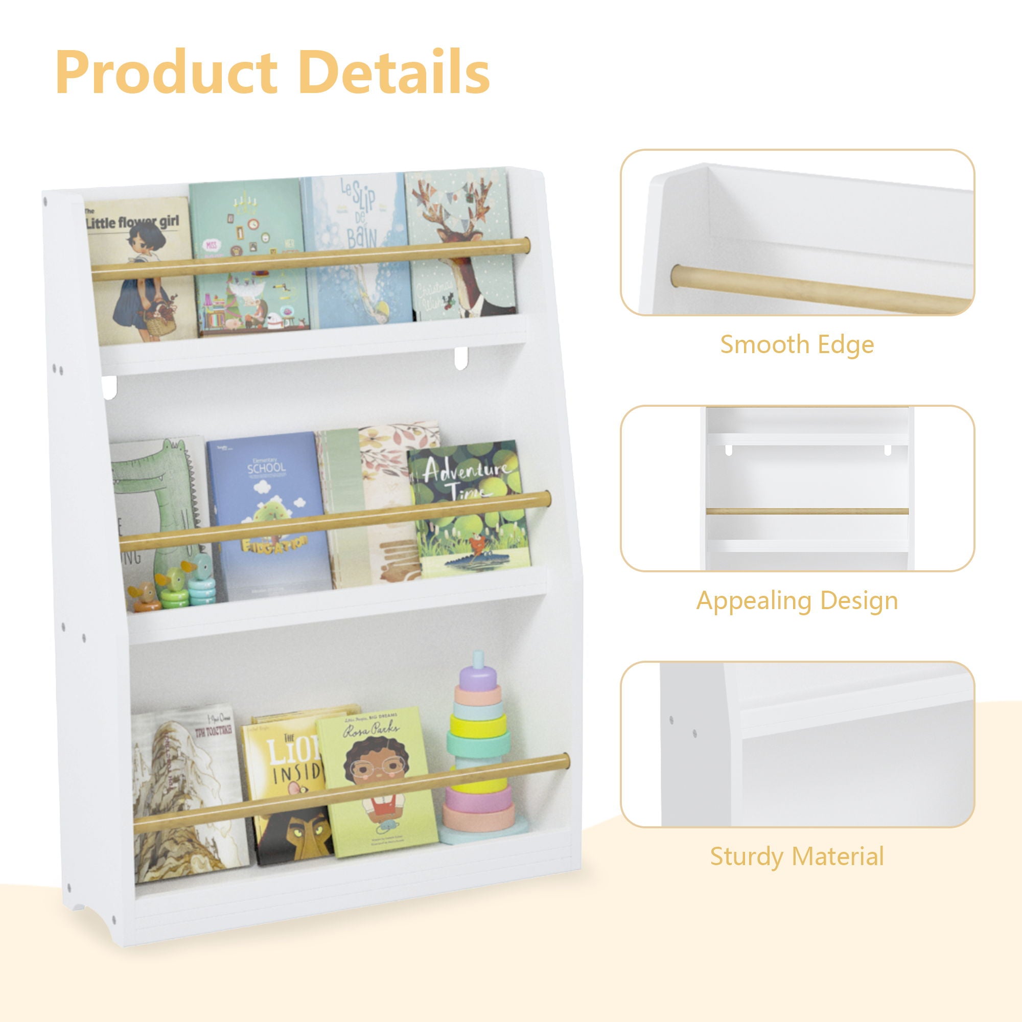 3 Tier Book Shelf, Compact Storage For Bedrooms