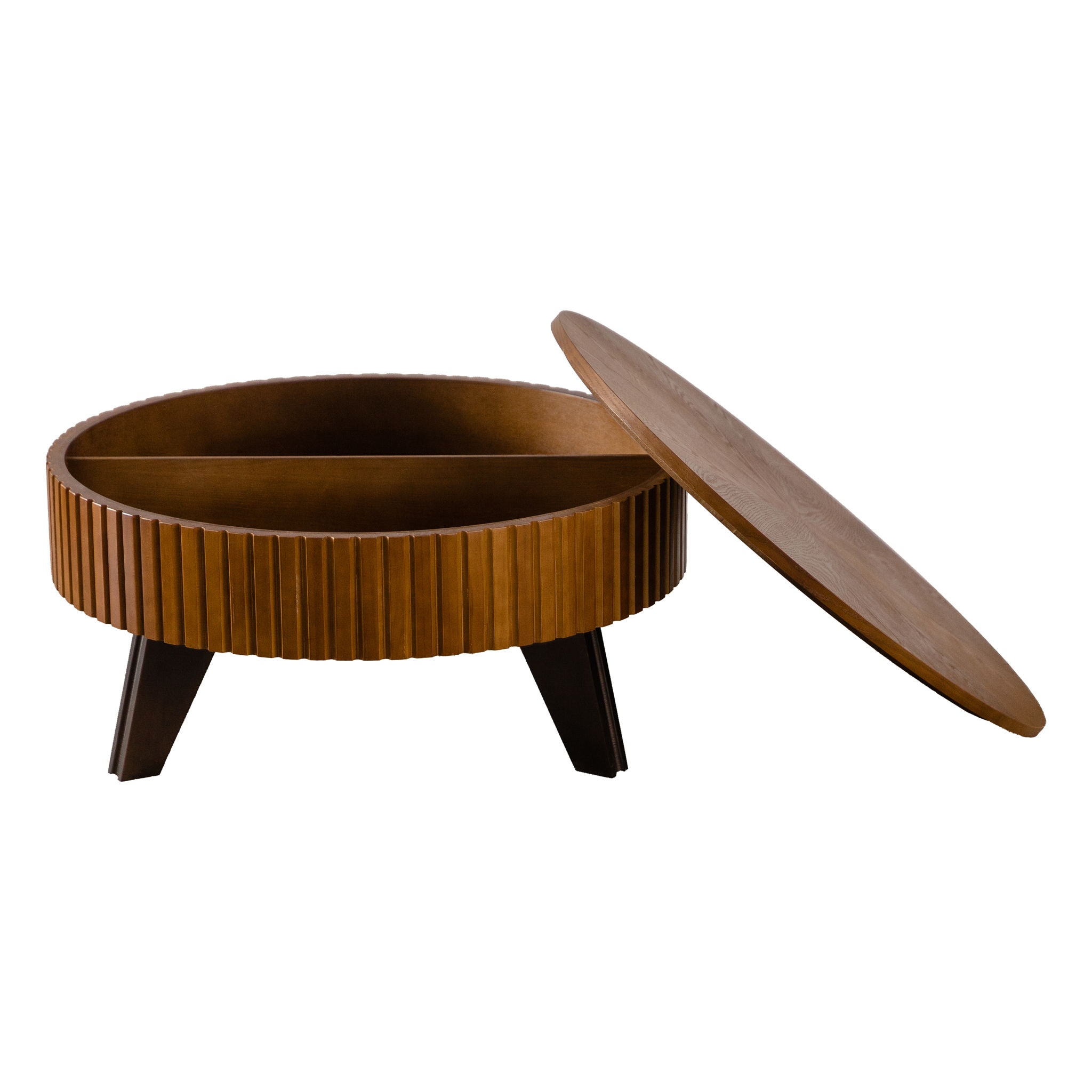 Round Retro Coffee With Solid Wood Legs
